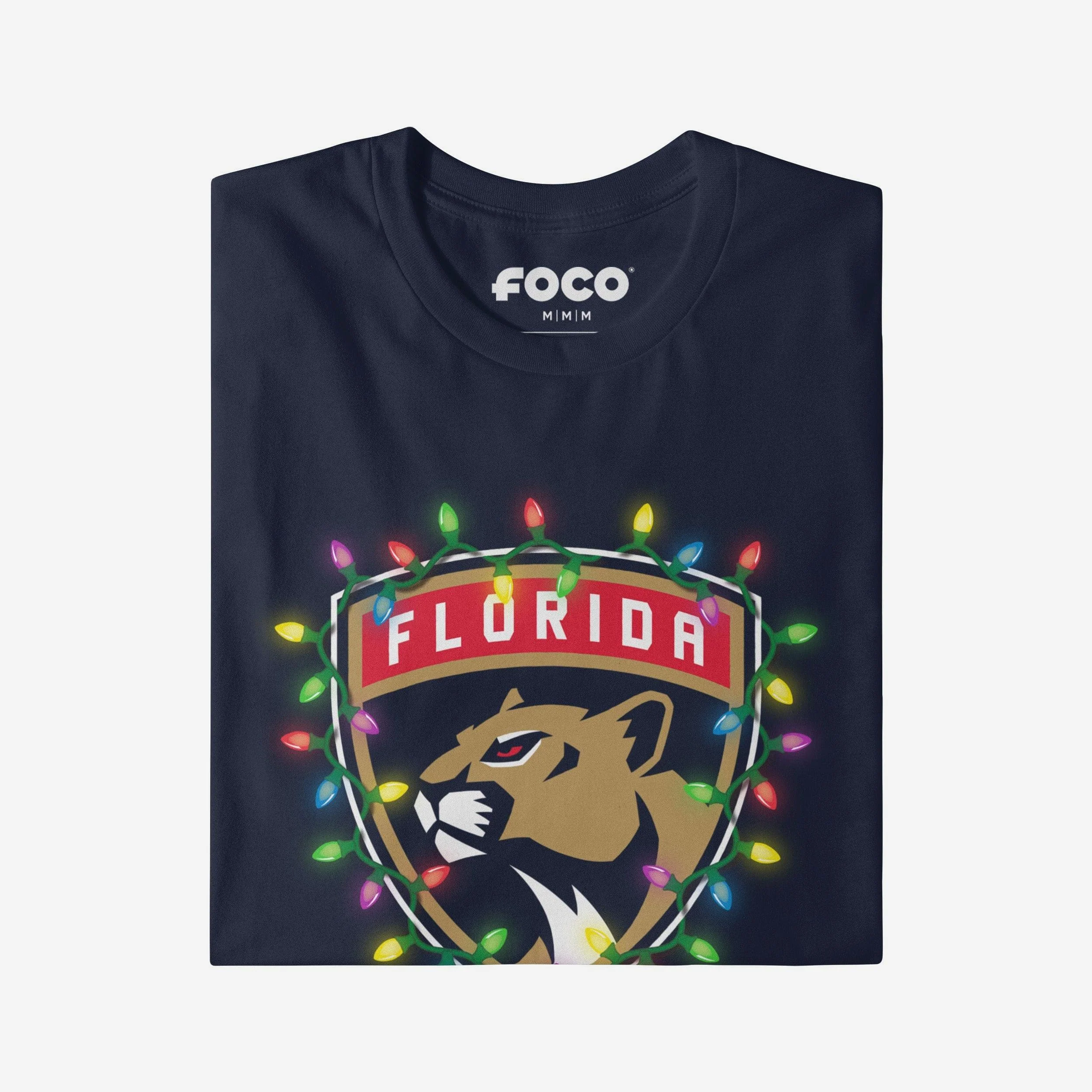 Florida Panthers Primary Logo Holiday Lights Long Sleeve T-Shirt - Image 3
