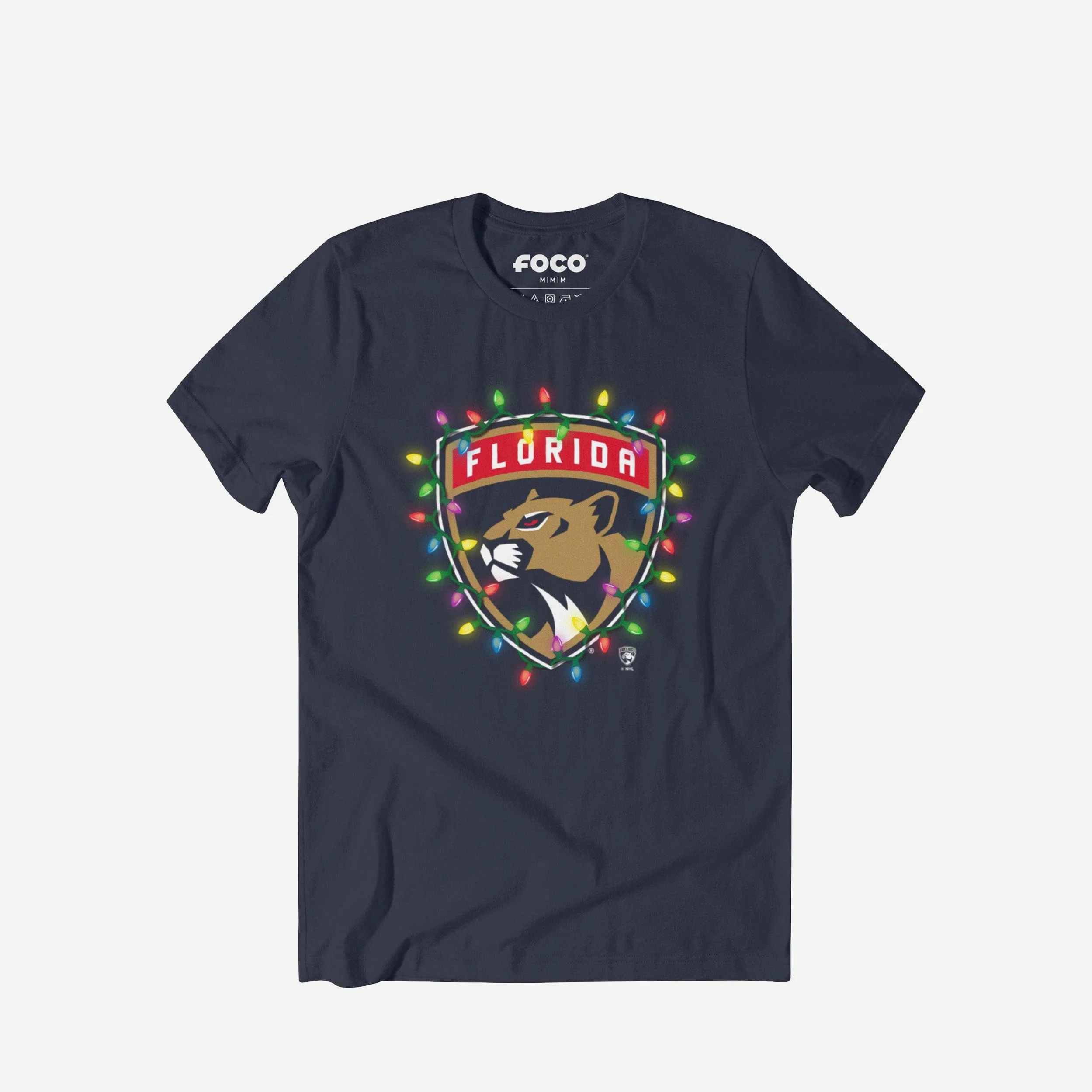 Florida Panthers Primary Logo Holiday Lights T-Shirt