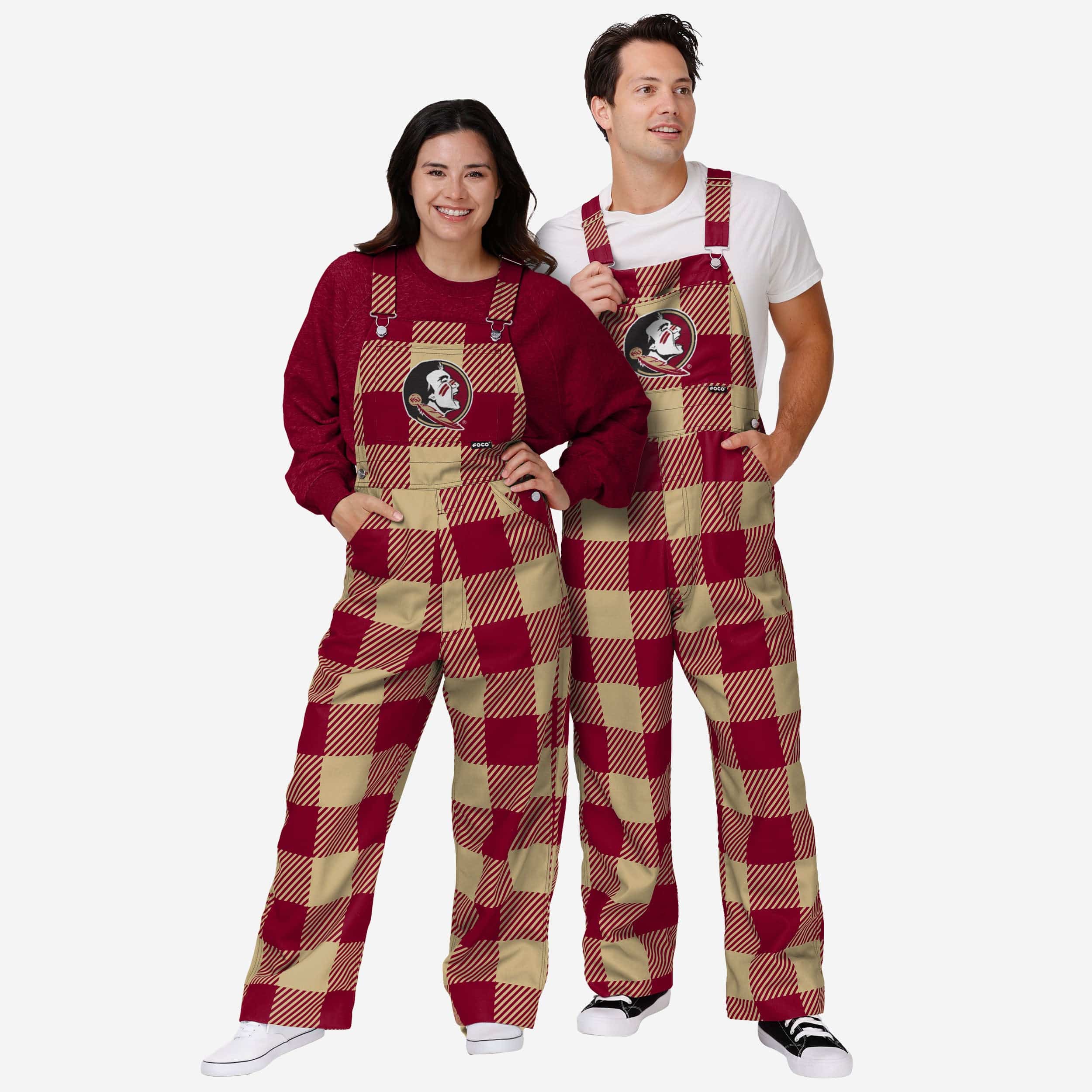 Florida State Seminoles Mens Plaid Bib Overalls - Image 3