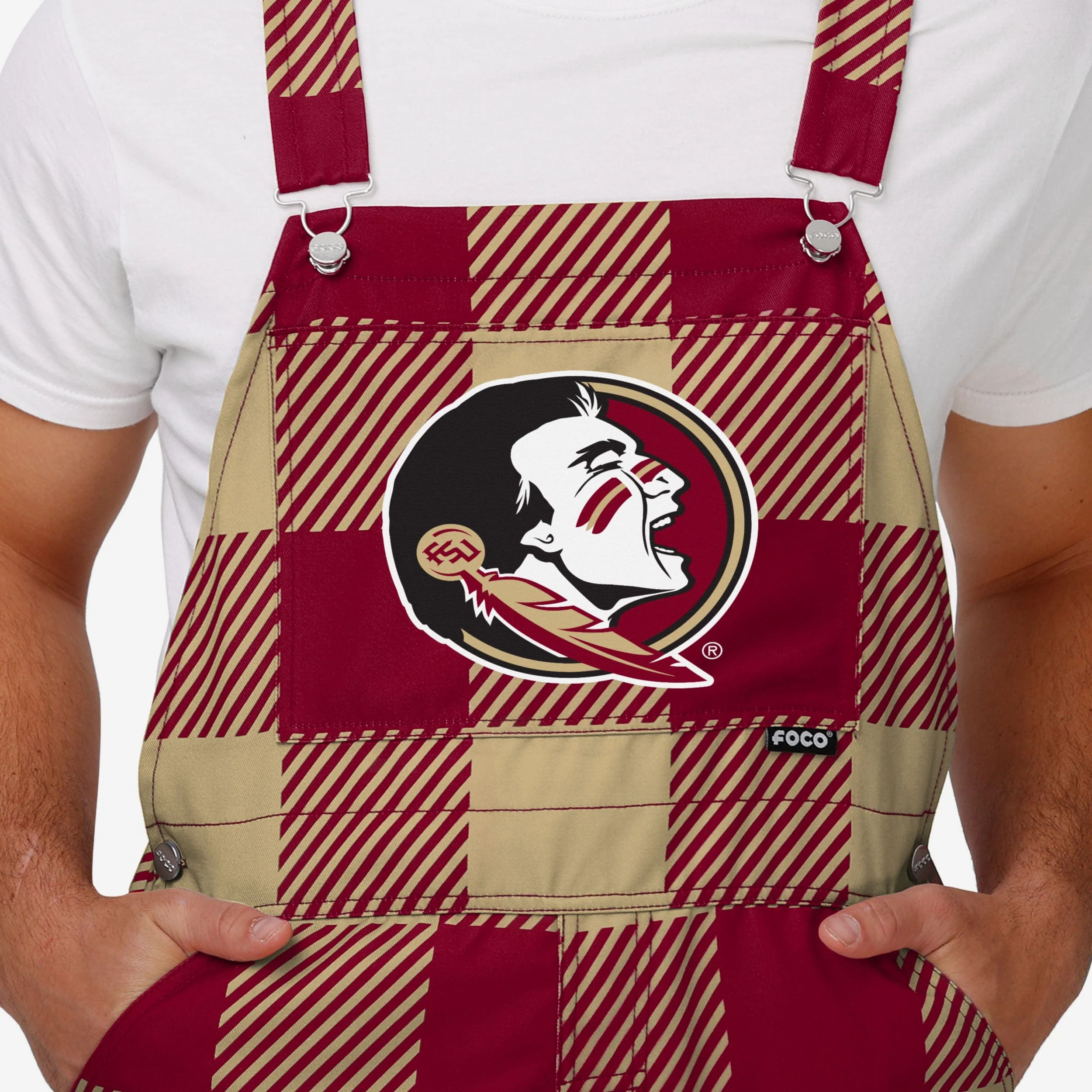 Florida State Seminoles Mens Plaid Bib Overalls - Image 4
