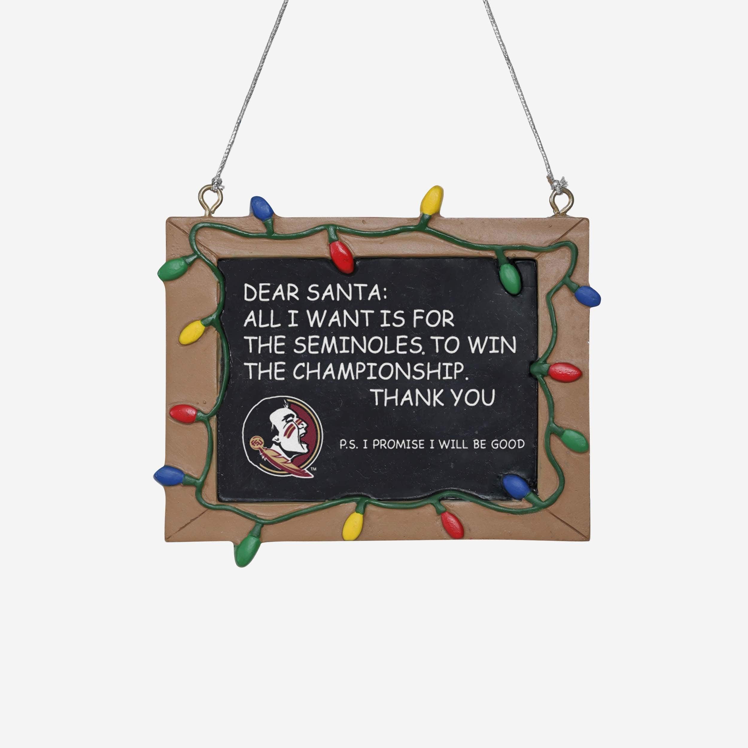 Florida State Seminoles Resin Chalkboard Sign Ornament