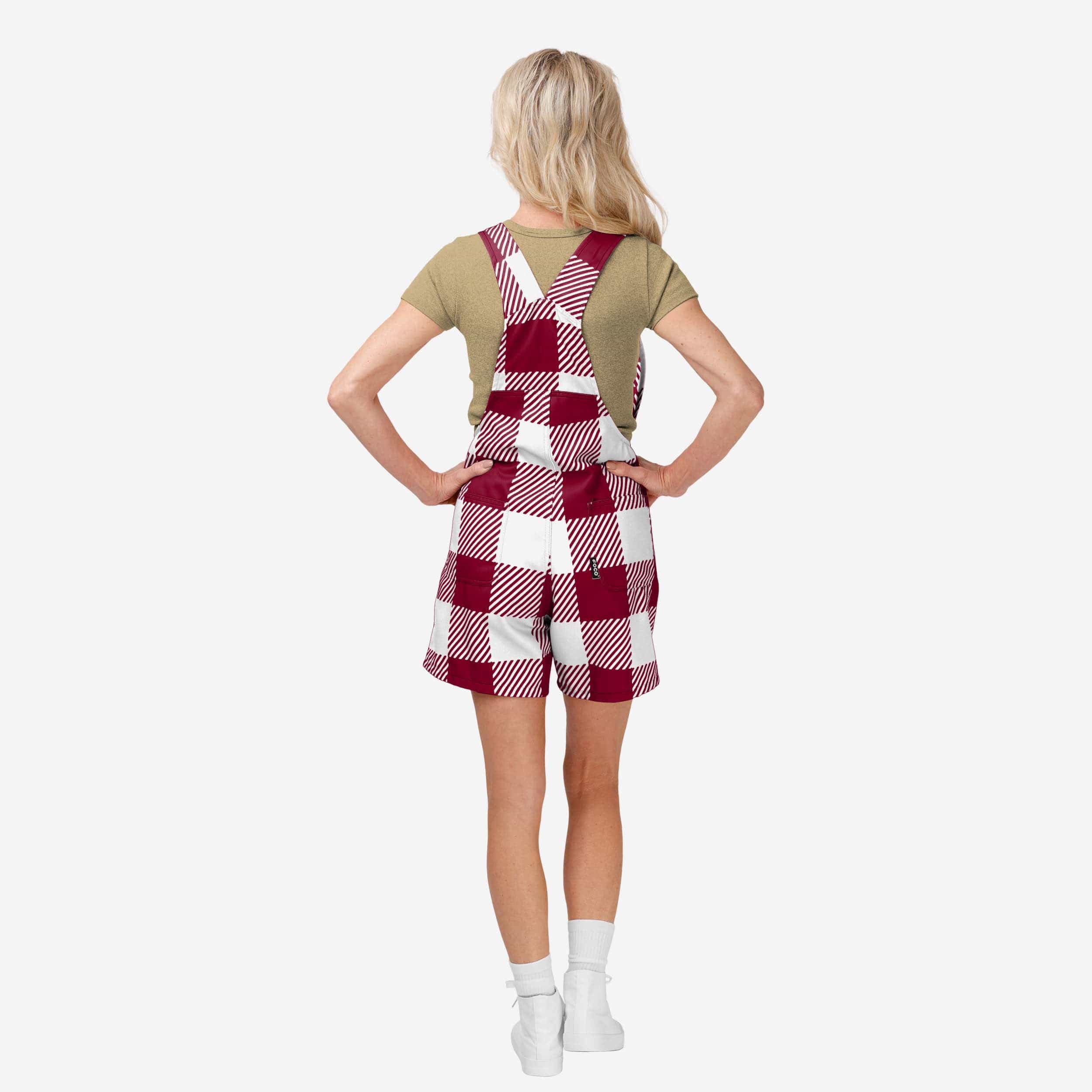 Florida State Seminoles Womens Plaid Bib Shortalls - Image 2