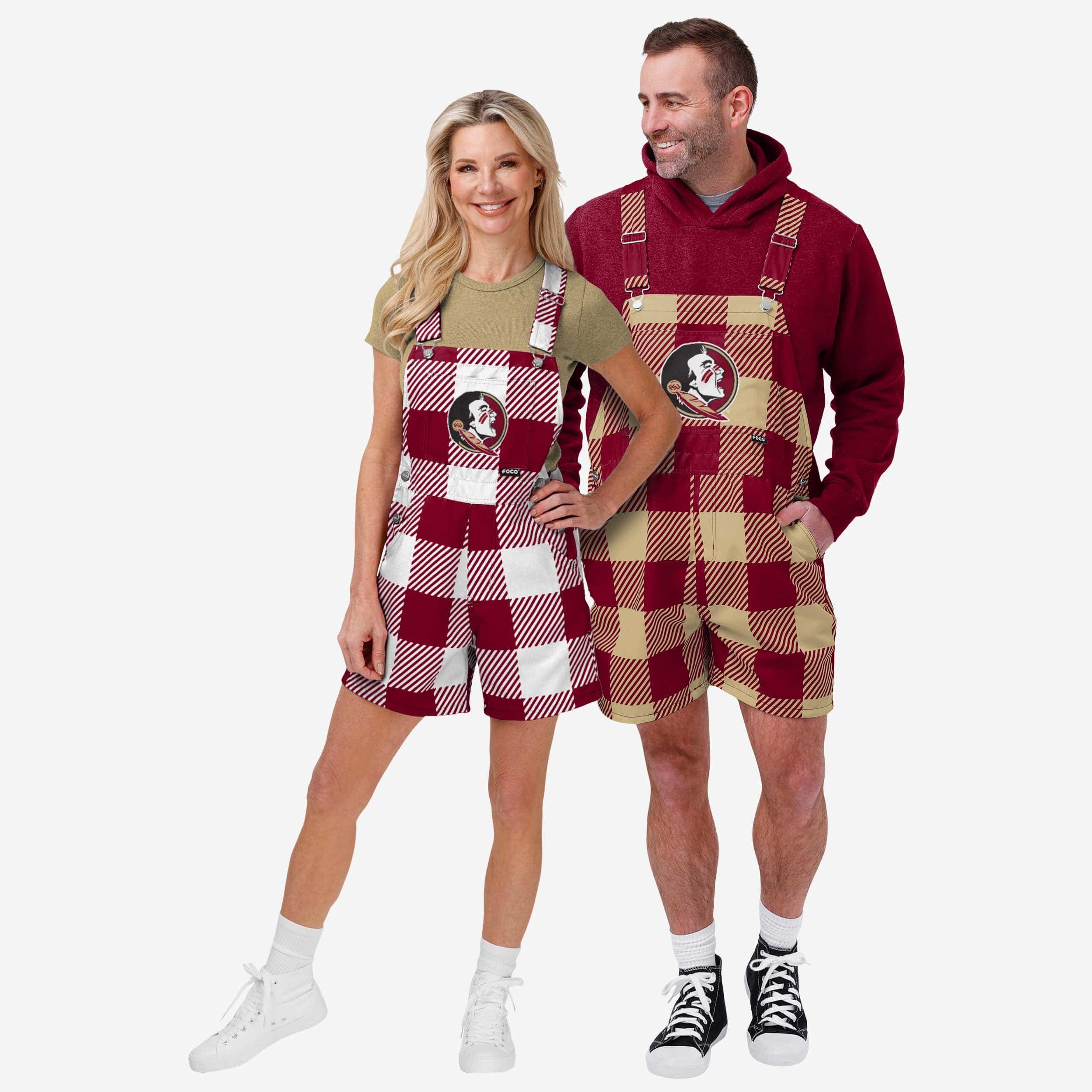 Florida State Seminoles Womens Plaid Bib Shortalls - Image 3