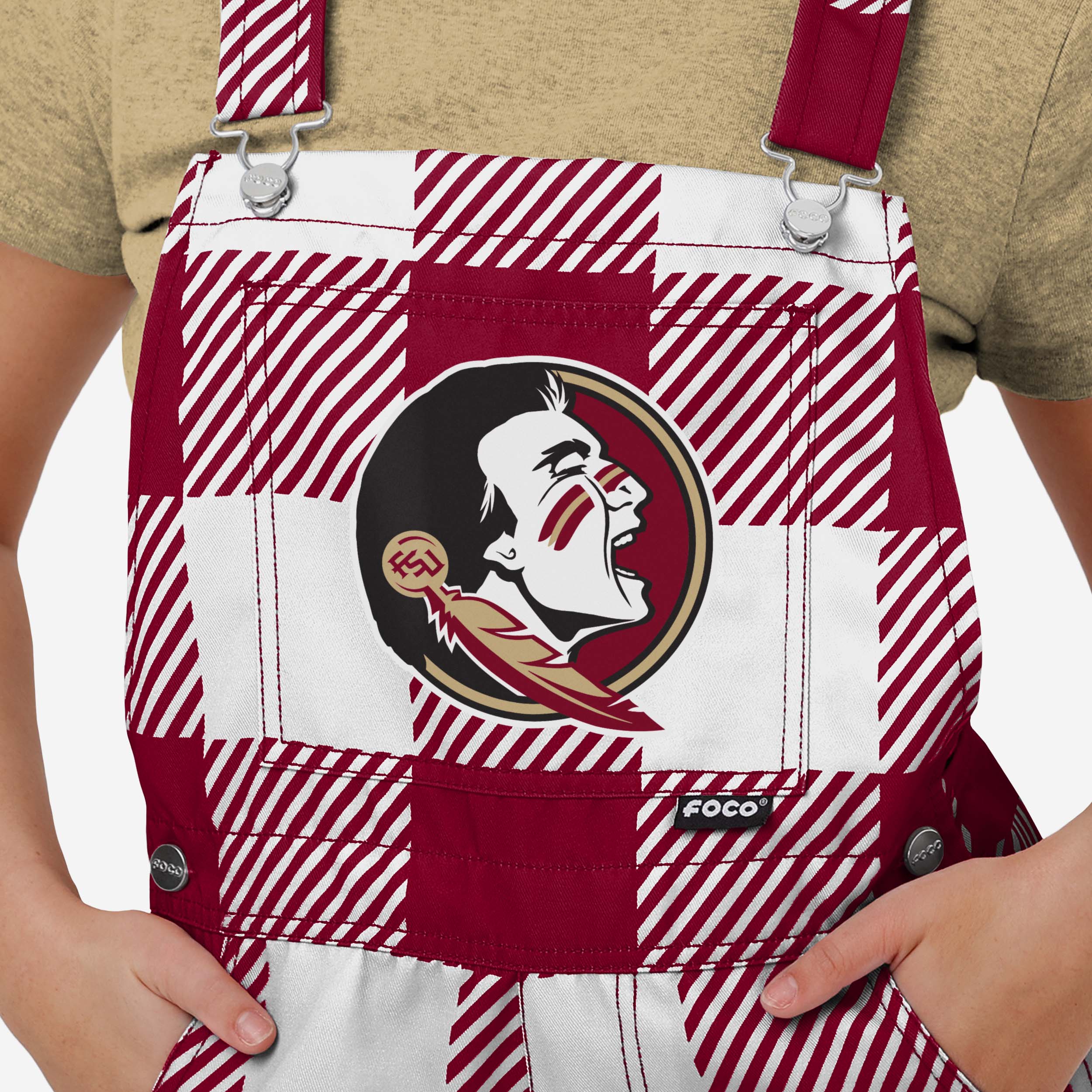 Florida State Seminoles Womens Plaid Bib Shortalls - Image 4