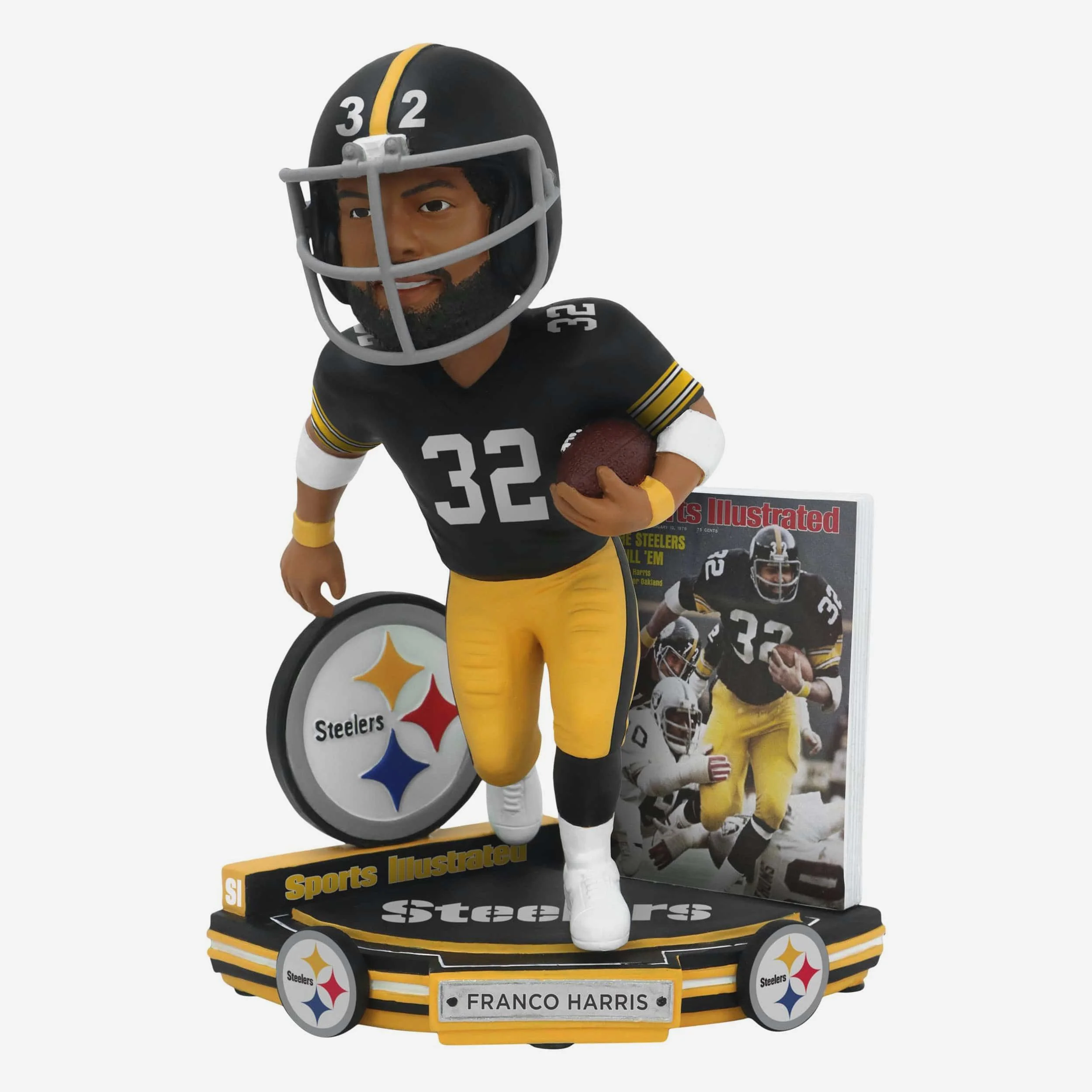 Franco Harris Pittsburgh Steelers Chill 'Em 1976 AFC Champions Sports Illustrated Cover Bobblehead