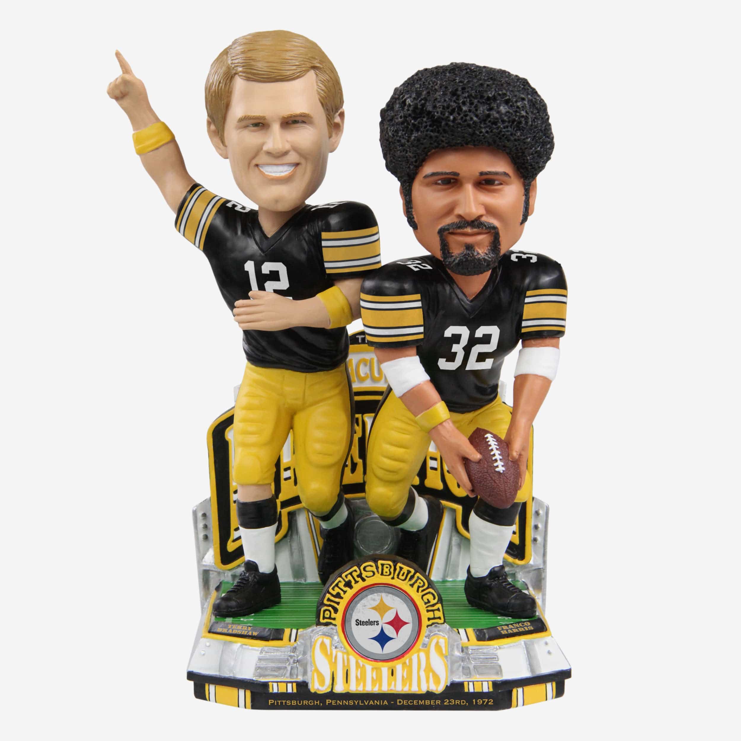 Franco Harris & Terry Bradshaw Pittsburgh Steelers Immaculate Reception 50th Anniversary Dual Bobblehead
