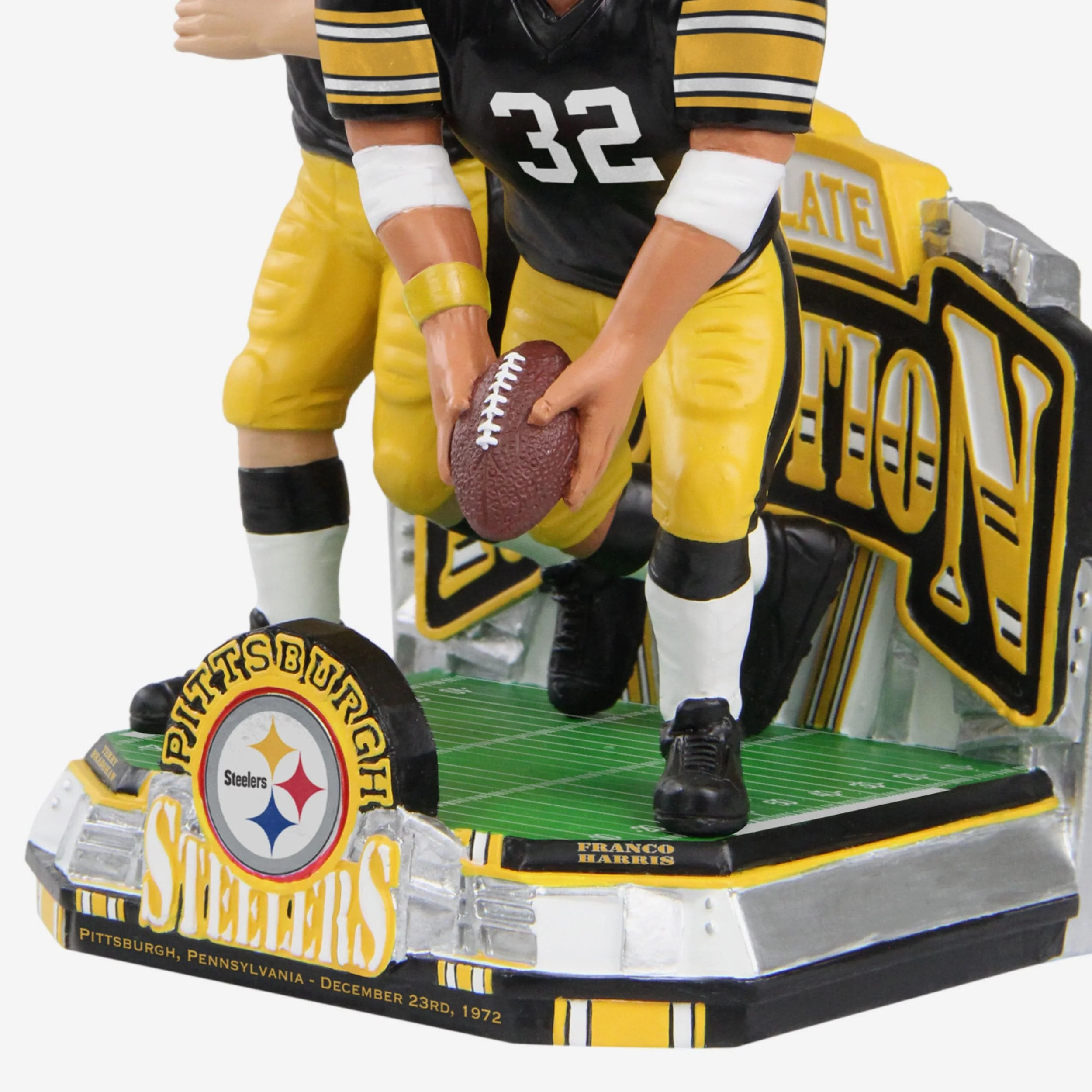 Franco Harris & Terry Bradshaw Pittsburgh Steelers Immaculate Reception 50th Anniversary Dual Bobblehead - Image 4