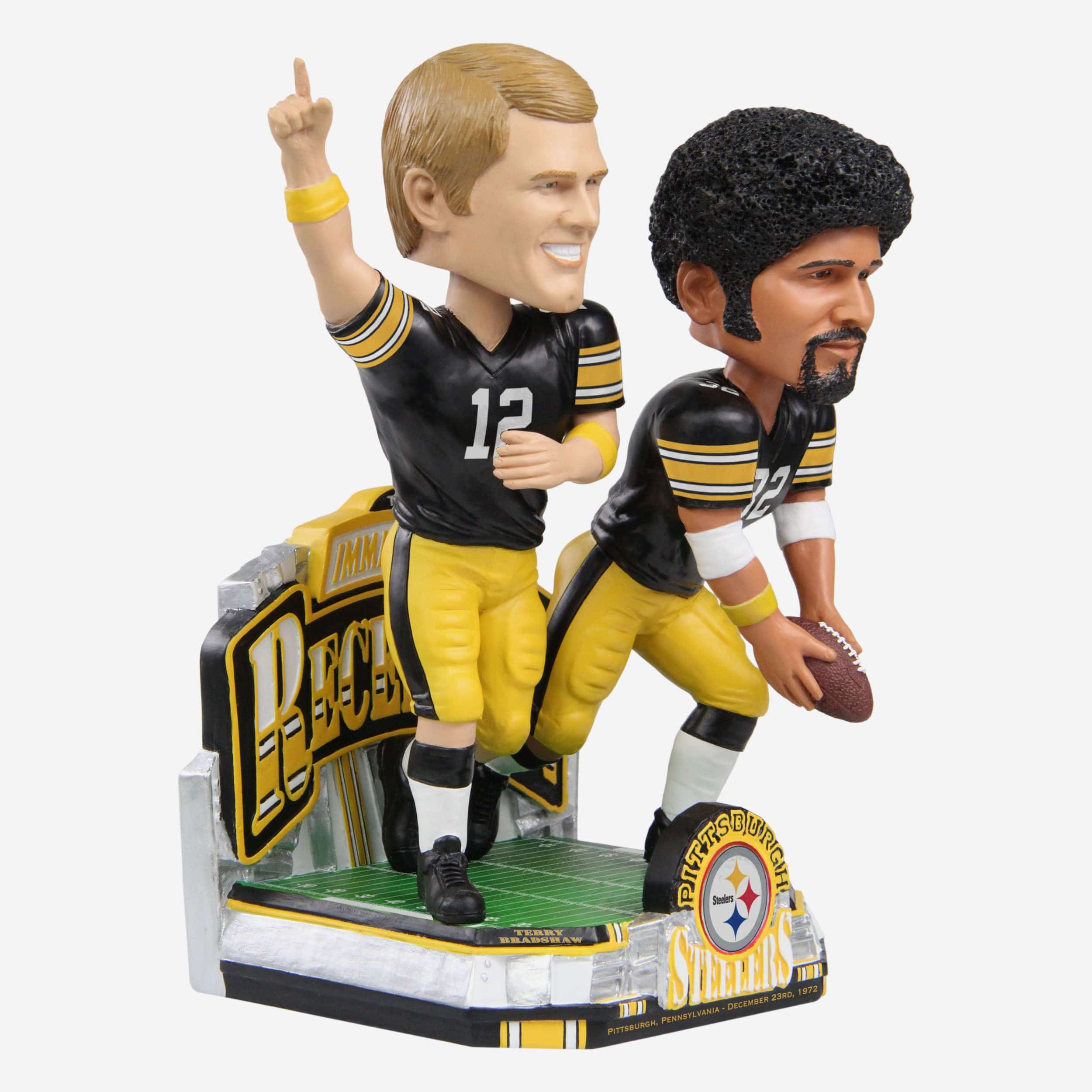 Franco Harris & Terry Bradshaw Pittsburgh Steelers Immaculate Reception 50th Anniversary Dual Bobblehead - Image 5