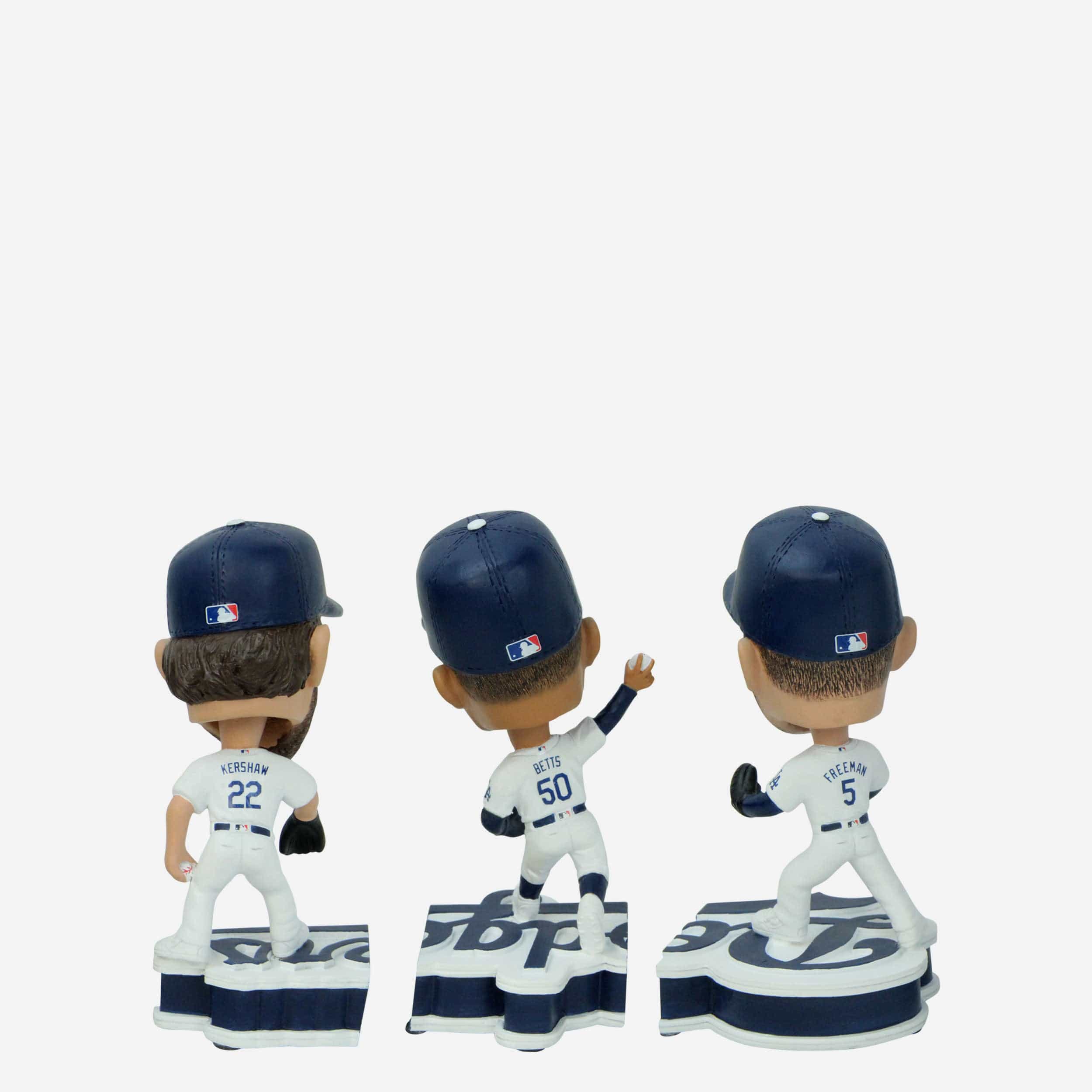 Freddie Freeman & Mookie Betts & Clayton Kershaw Los Angeles Dodgers Connecting Base 3 Pack Mini Bighead Bobblehead Set - Image 5