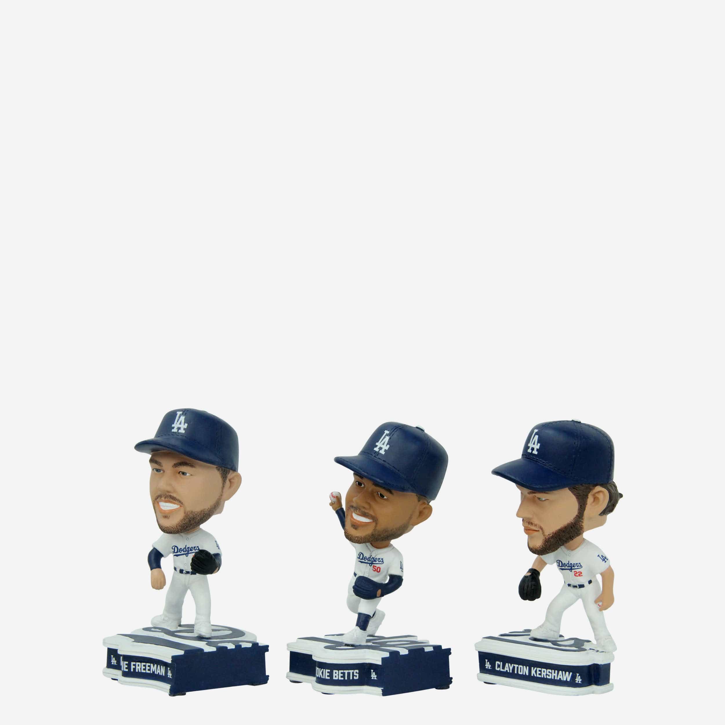 Freddie Freeman & Mookie Betts & Clayton Kershaw Los Angeles Dodgers Connecting Base 3 Pack Mini Bighead Bobblehead Set - Image 6