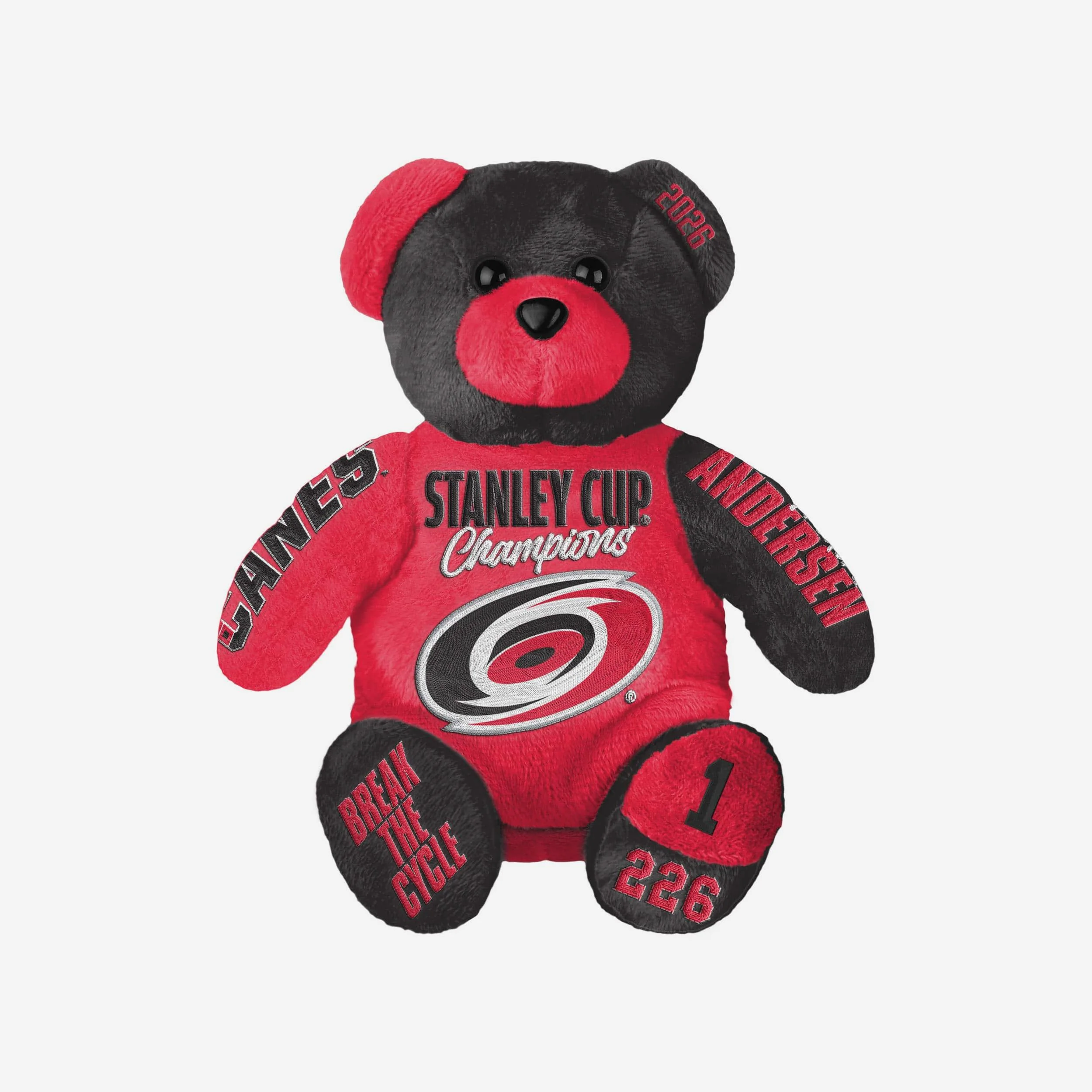 Frederik Andersen Carolina Hurricanes 2026 Stanley Cup Champions Team Beans Embroidered Player Bear - Image 3