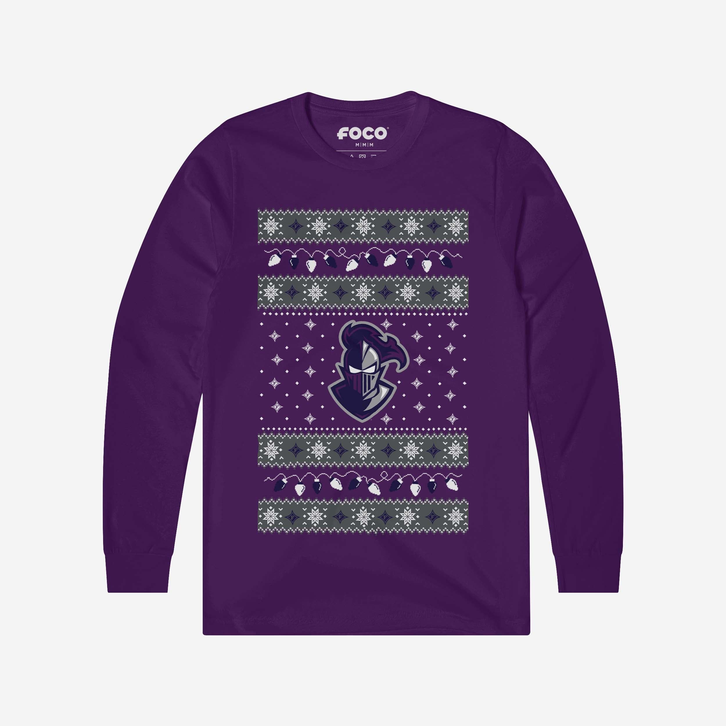 Furman Paladins Holiday Lights Sweater Long Sleeve T-Shirt