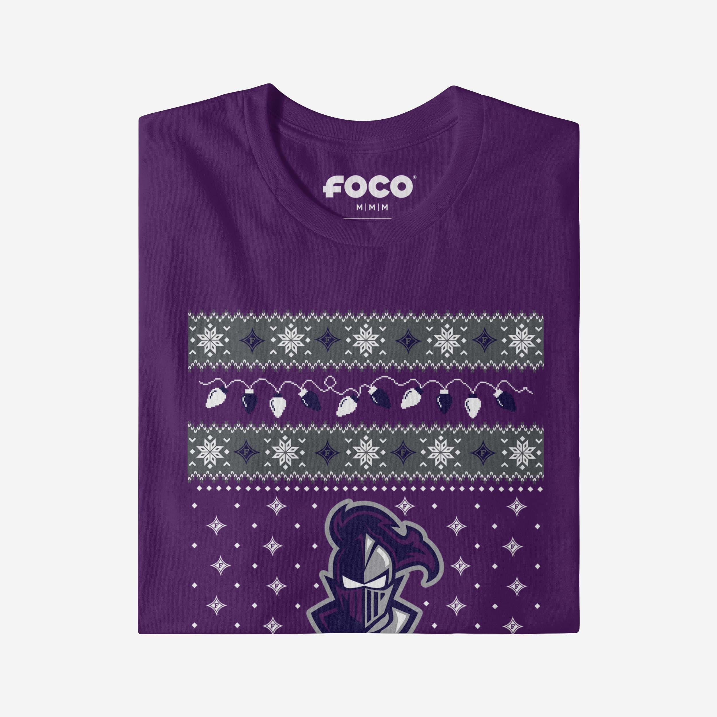 Furman Paladins Holiday Lights Sweater Long Sleeve T-Shirt - Image 4