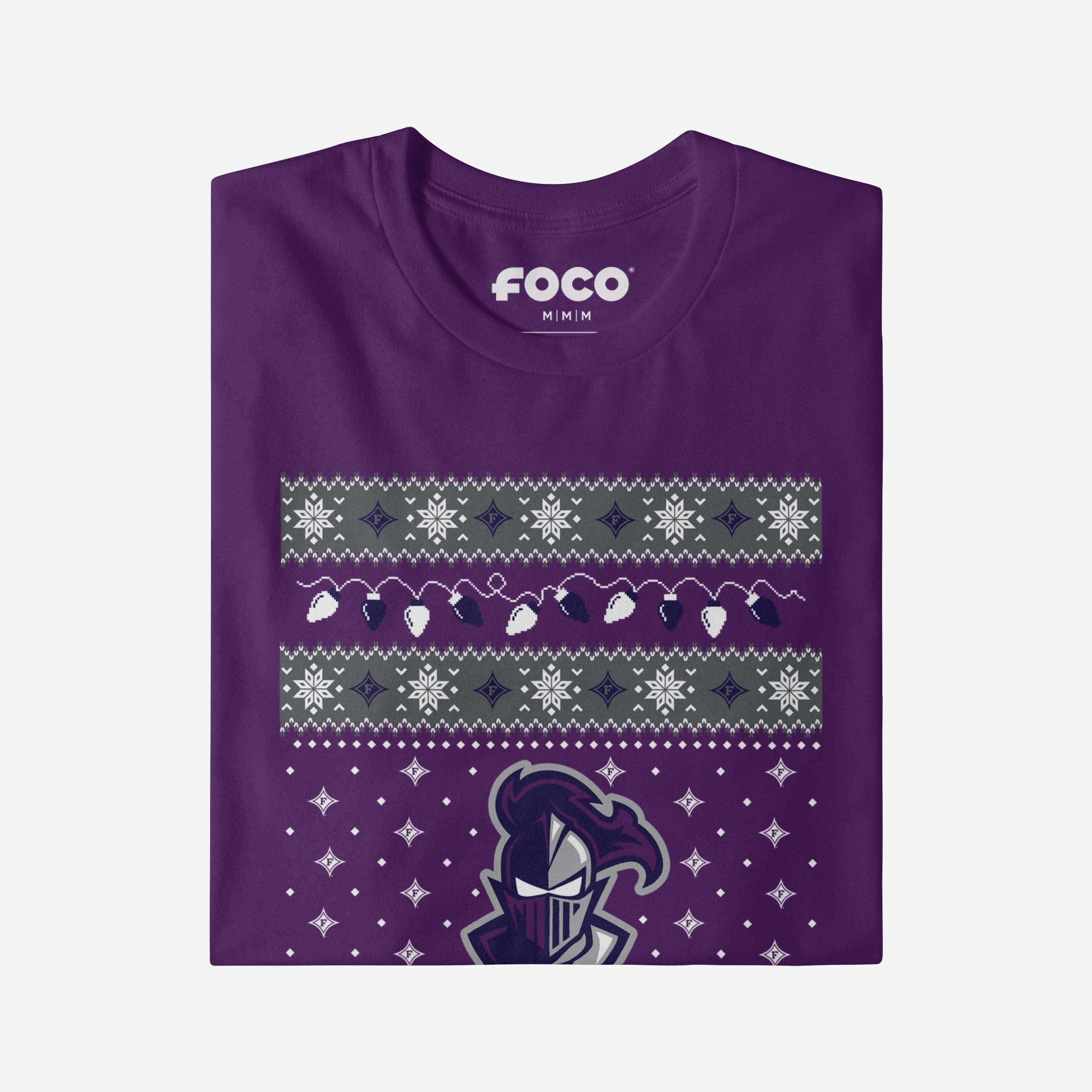 Furman Paladins Holiday Lights Sweater T-Shirt - Image 4