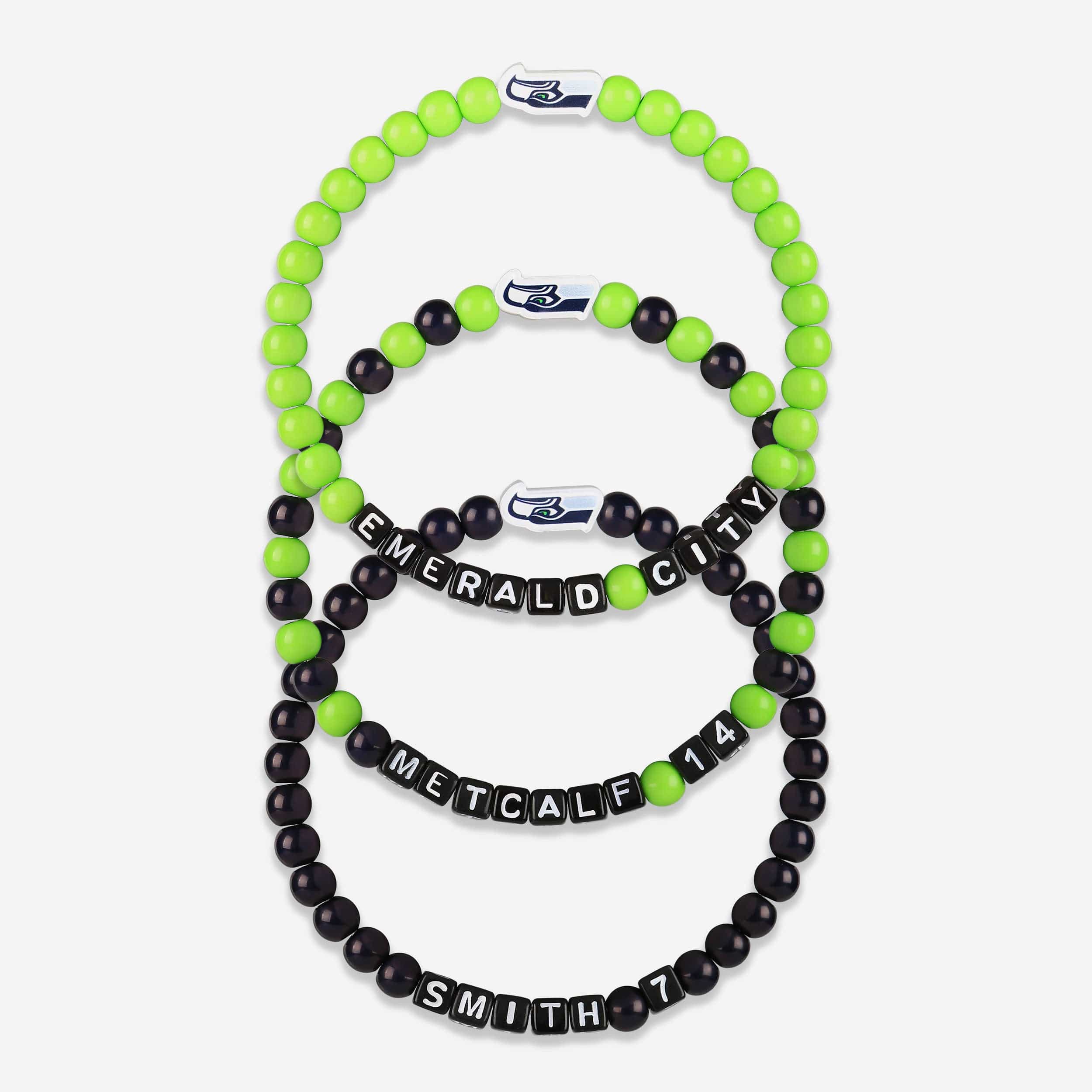 Geno Smith & DK Metcalf Seattle Seahawks 3 Pack Player Beaded Friendship Bracelet
