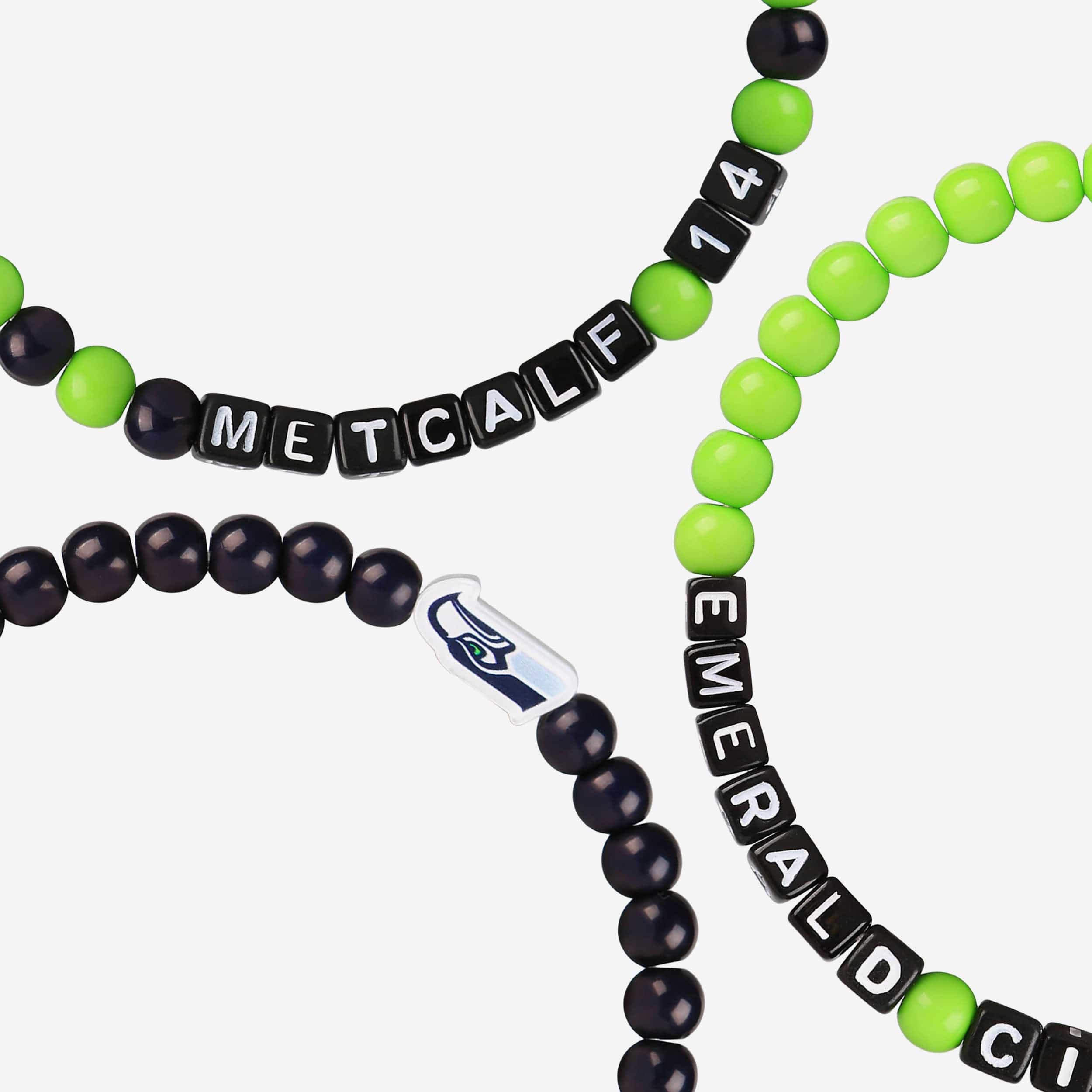 Geno Smith & DK Metcalf Seattle Seahawks 3 Pack Player Beaded Friendship Bracelet - Image 2