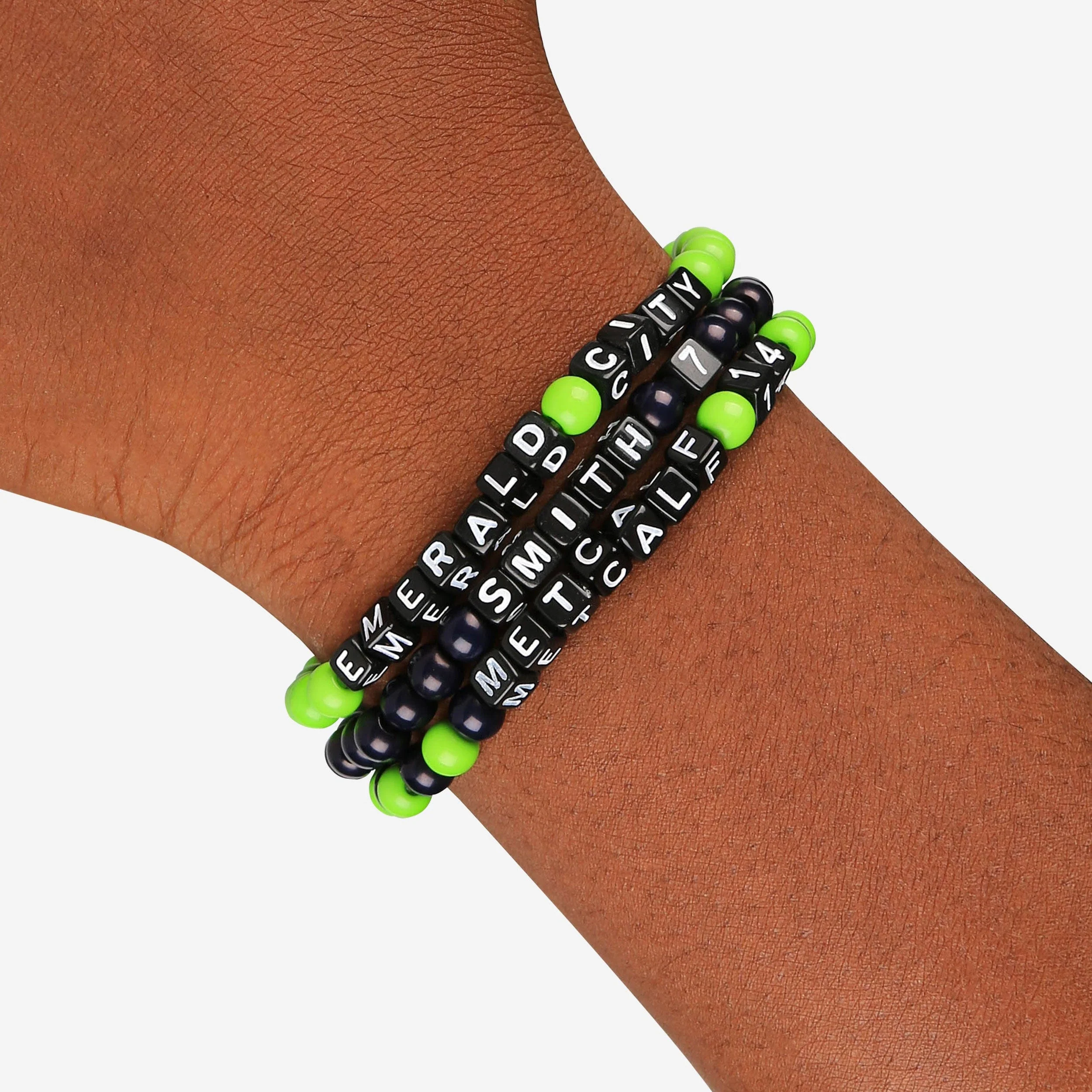 Geno Smith & DK Metcalf Seattle Seahawks 3 Pack Player Beaded Friendship Bracelet - Image 4
