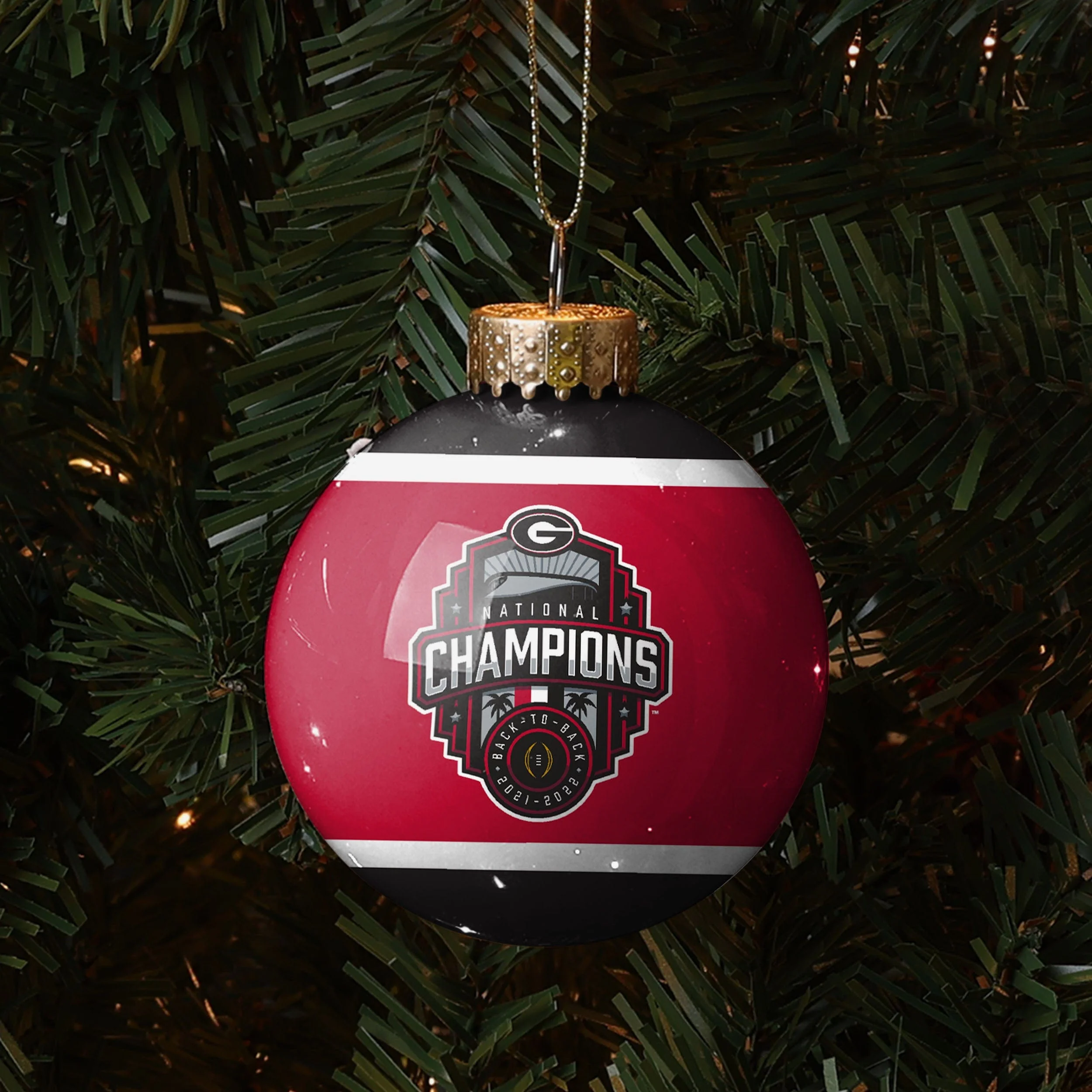 Georgia Bulldogs 2022 Football National Champions Glass Ball Ornament - Image 3