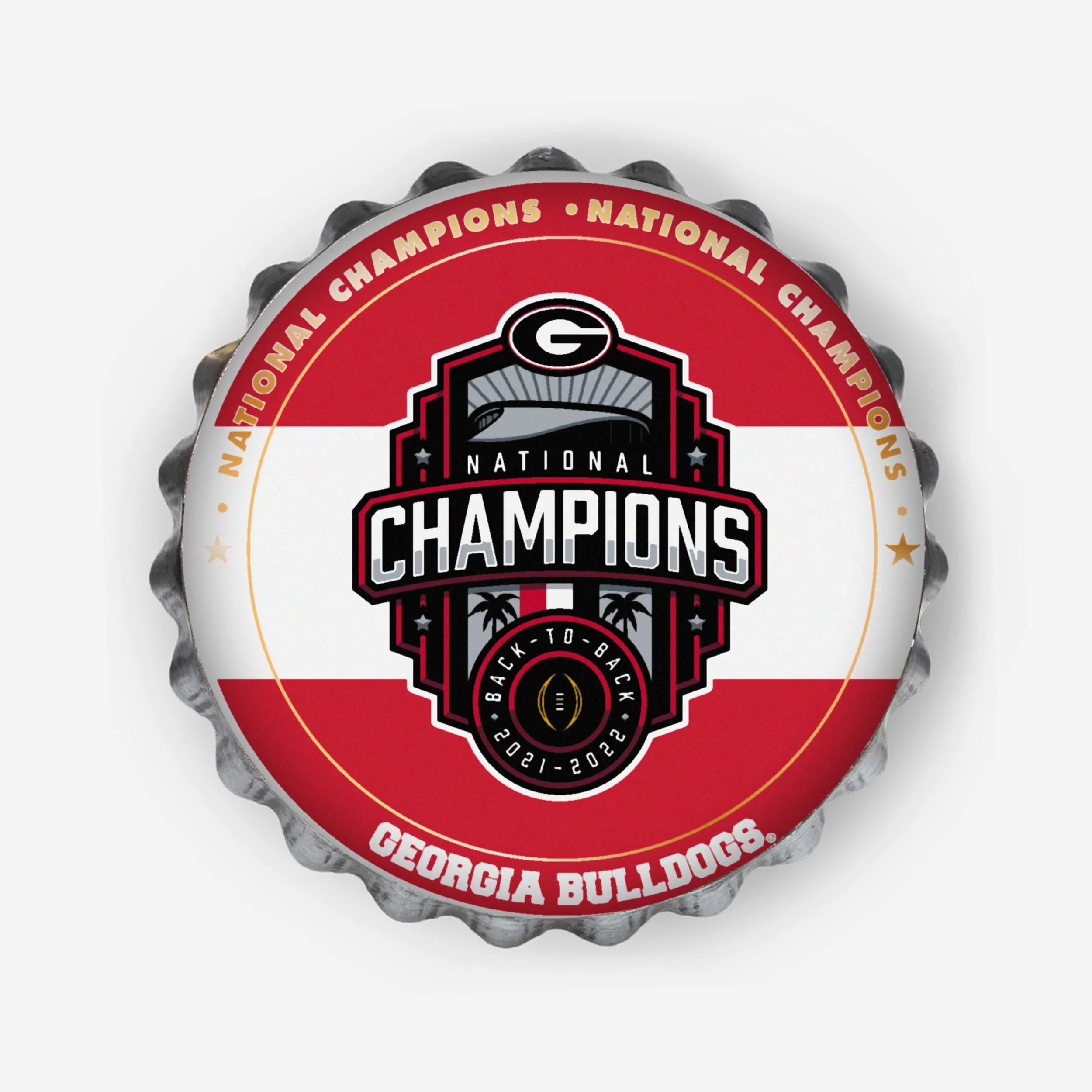 Georgia Bulldogs 2022 Football National Champions Metal Distressed Bottle Cap Wall Sign