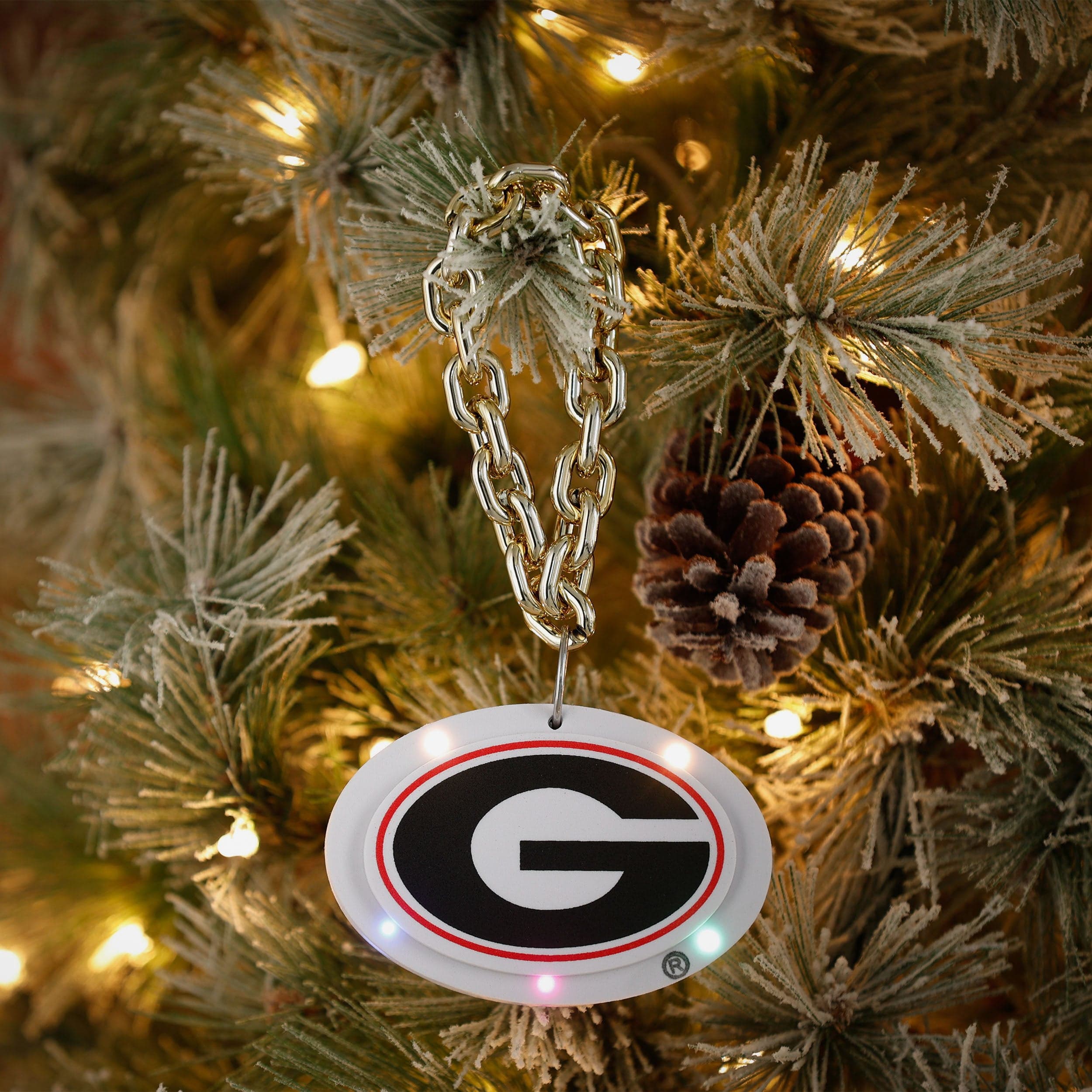 Georgia Bulldogs Big Logo Light Up Chain Ornament - Image 3