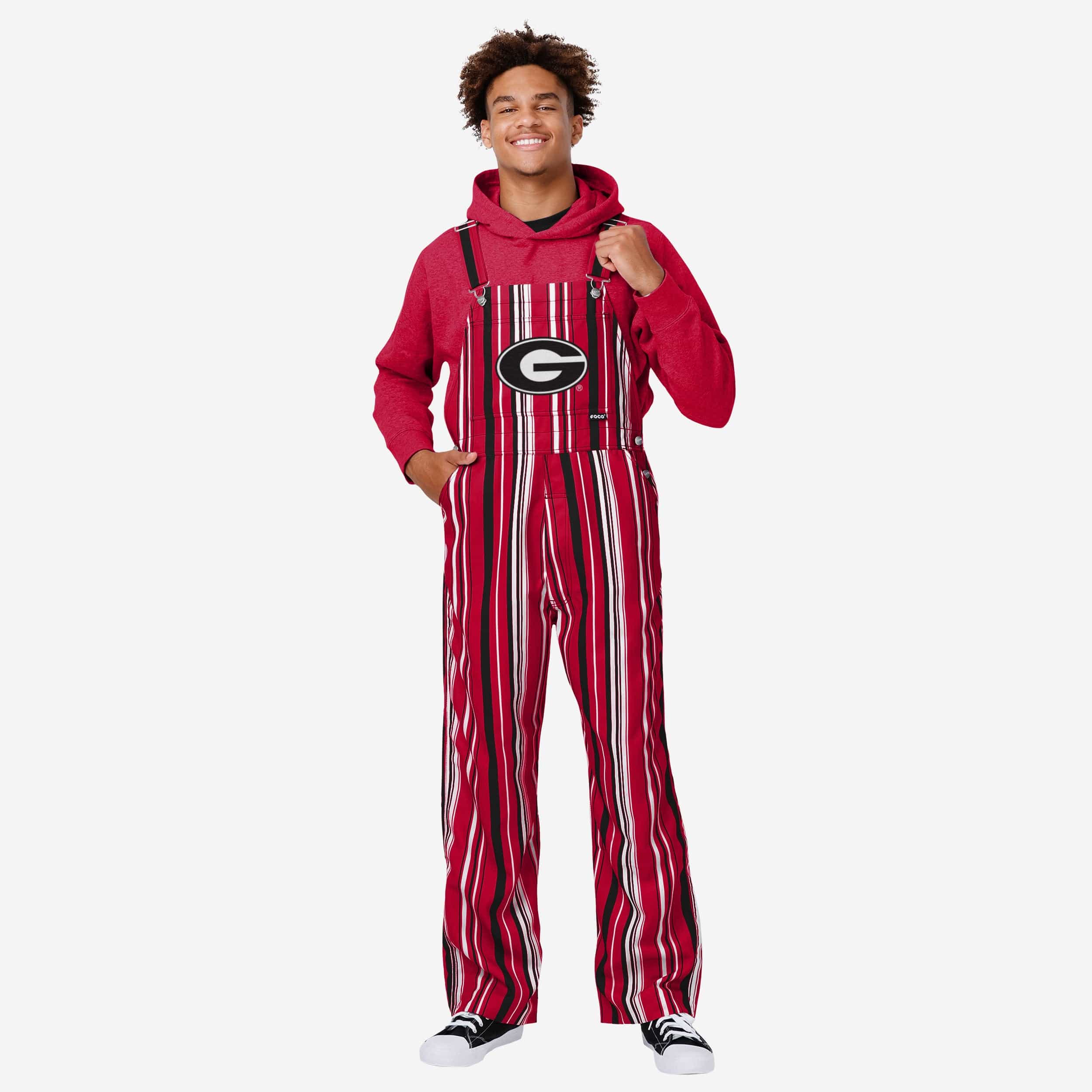 Georgia Bulldogs Mens Hyper Stripe Bib Overalls