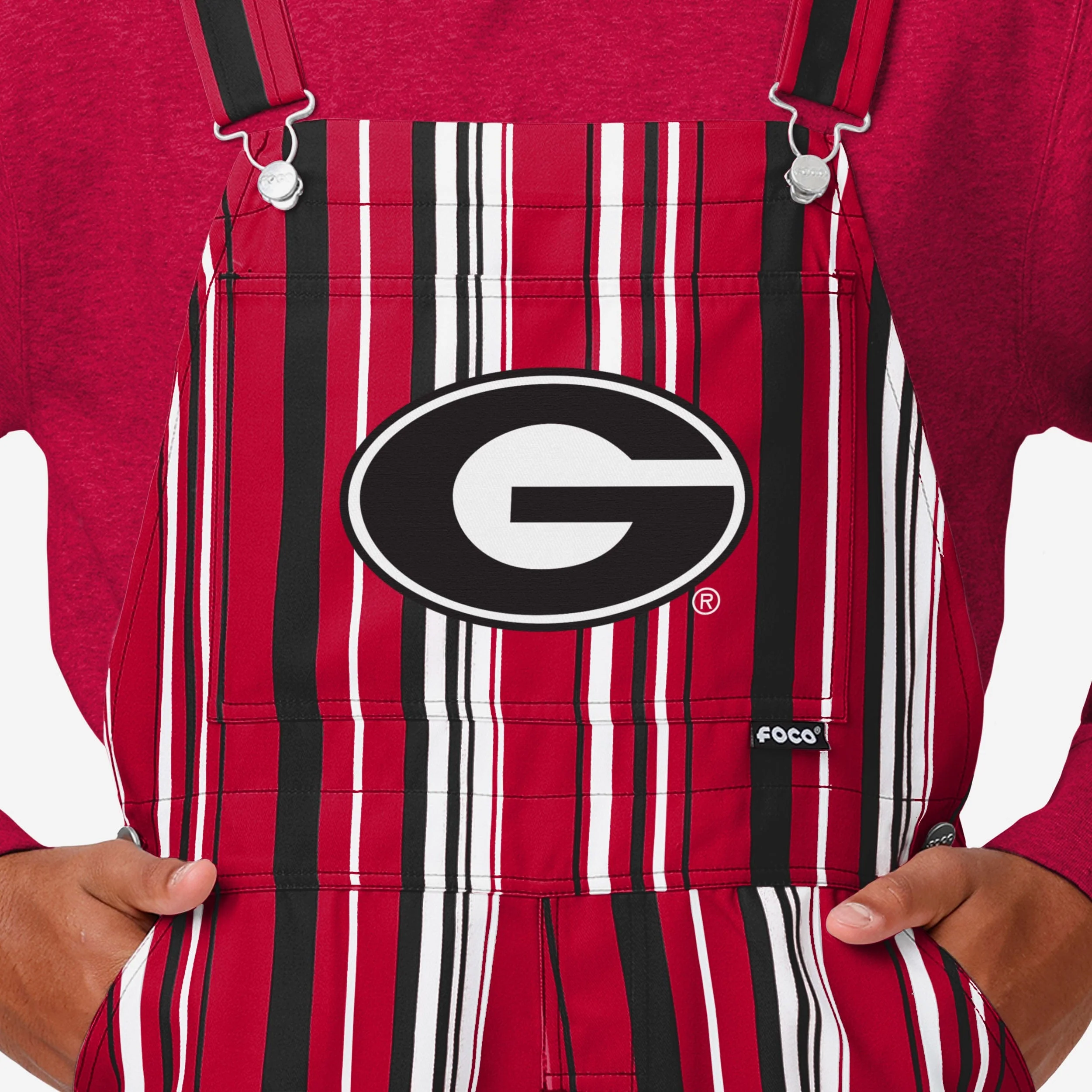 Georgia Bulldogs Mens Hyper Stripe Bib Overalls - Image 4