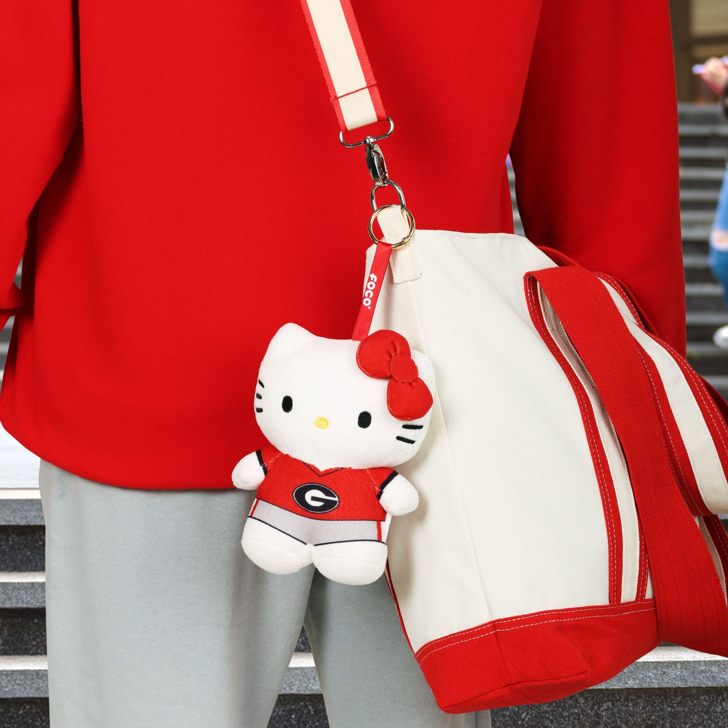 Georgia Bulldogs Plush Hello Kitty® Bag Charm Keychain - Image 2