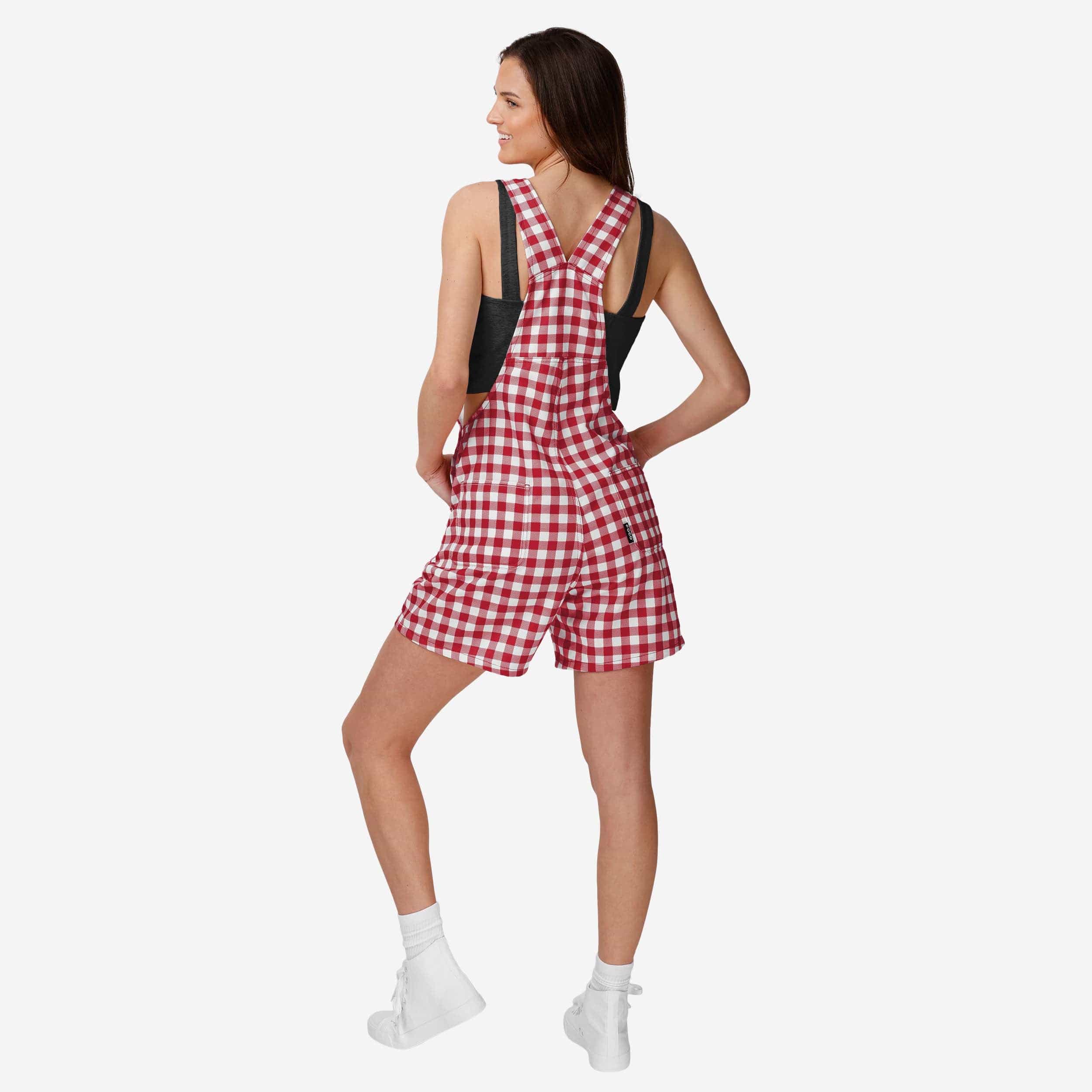 Georgia Bulldogs Womens Gingham Check Bib Shortalls - Image 2