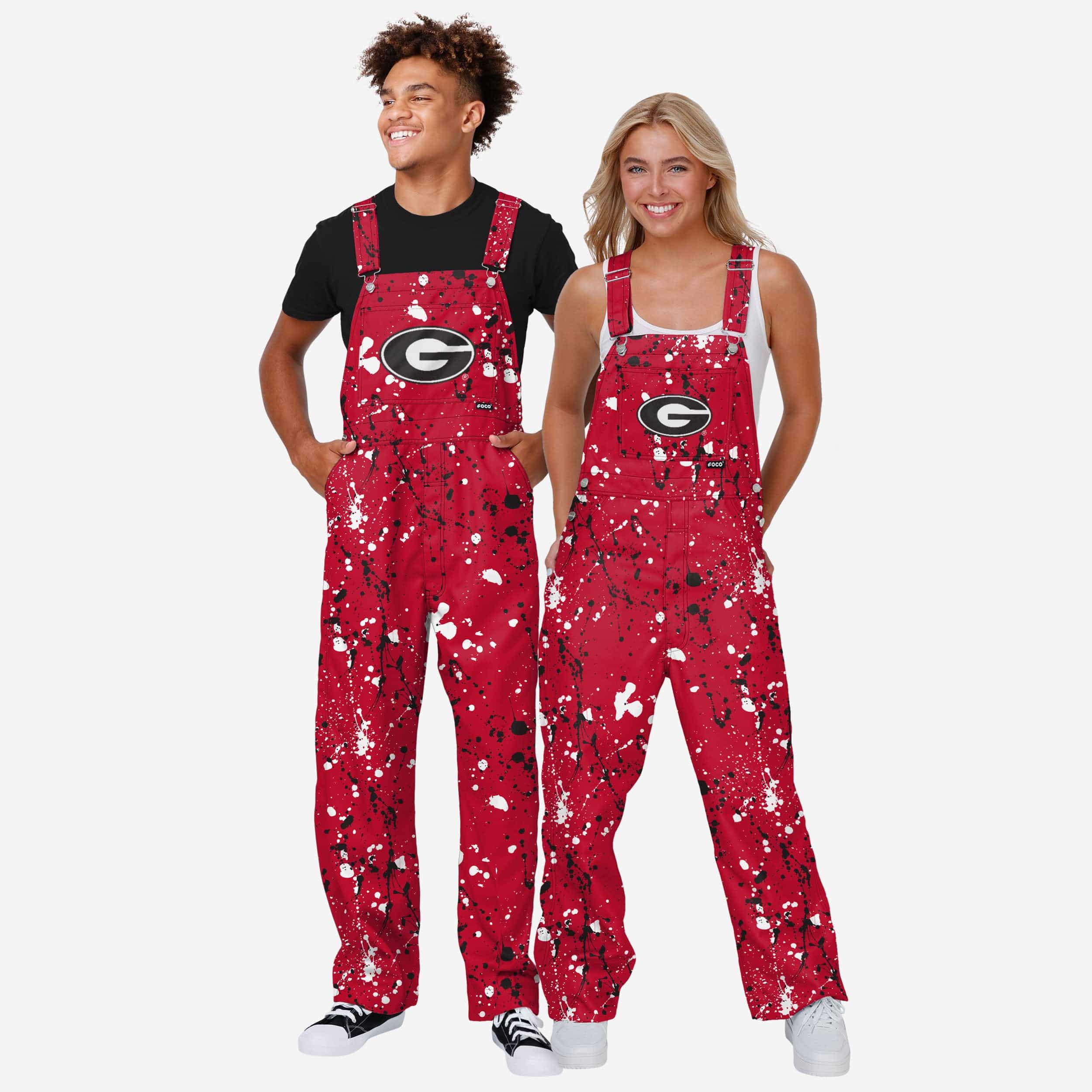 Georgia Bulldogs Womens Paint Splatter Bib Overalls - Image 3