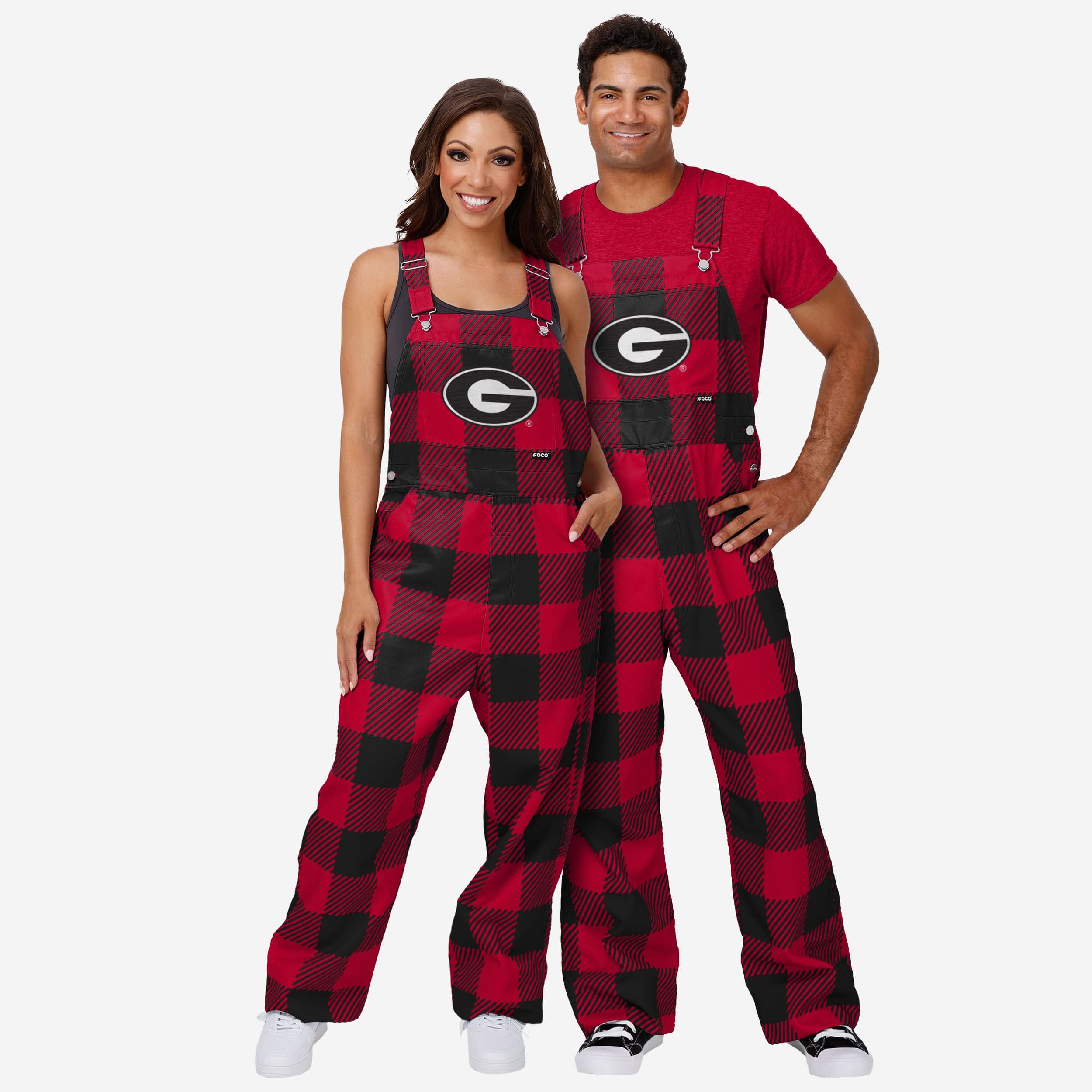 Georgia Bulldogs Womens Plaid Bib Overalls - Image 3