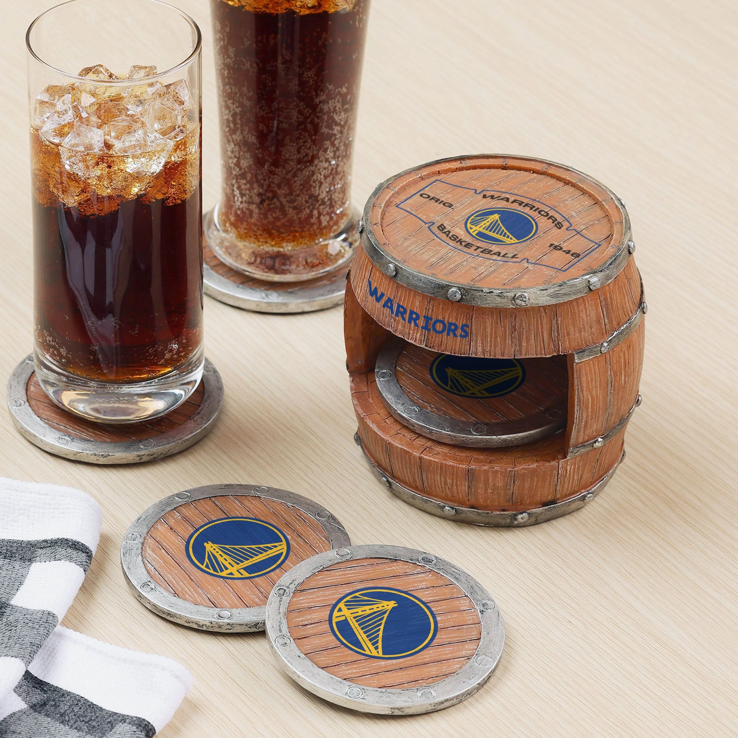 Golden State Warriors 5 Pack Barrel Coaster Set - Image 2