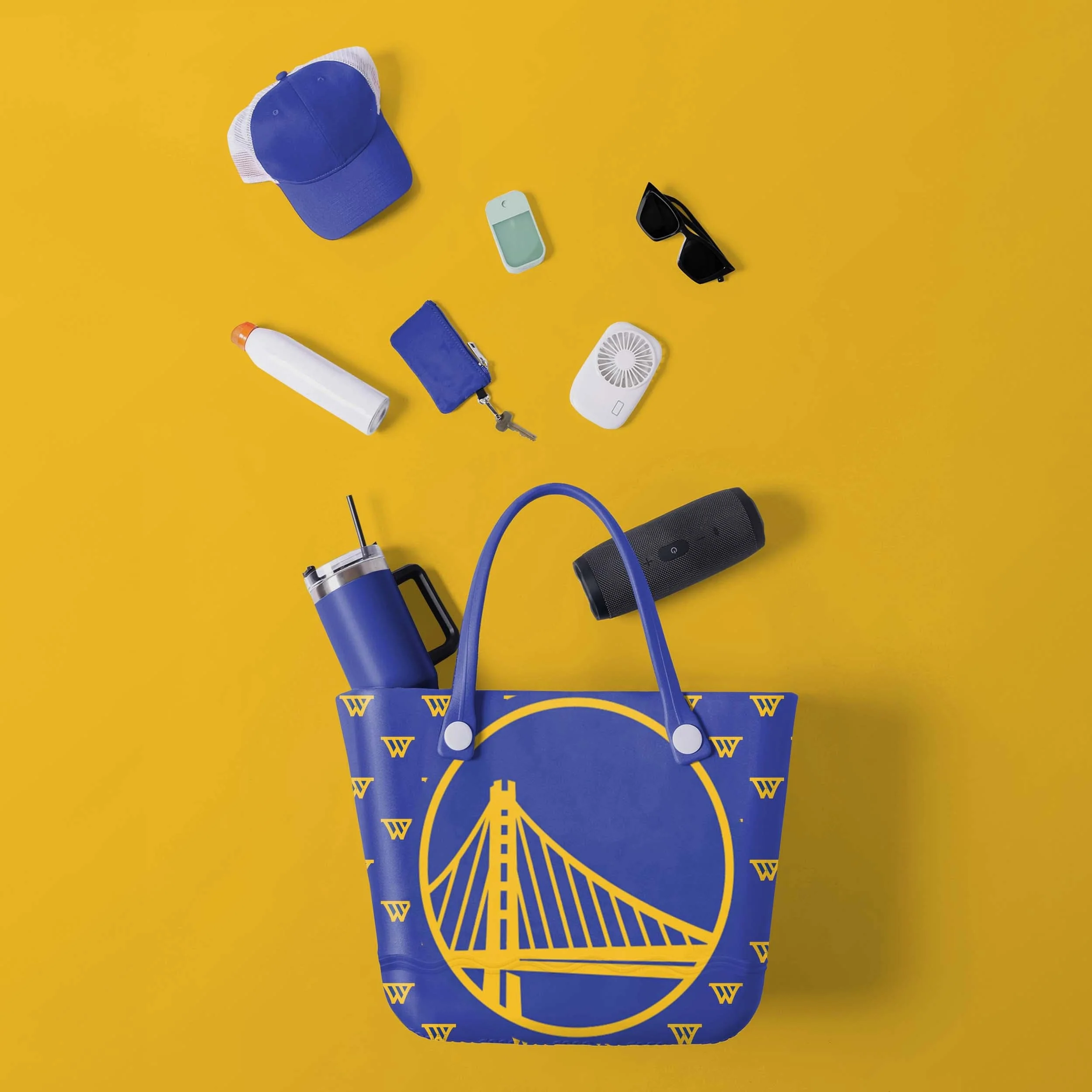 Golden State Warriors Big Logo Mini Print Tailgate Tote Bag - Image 2