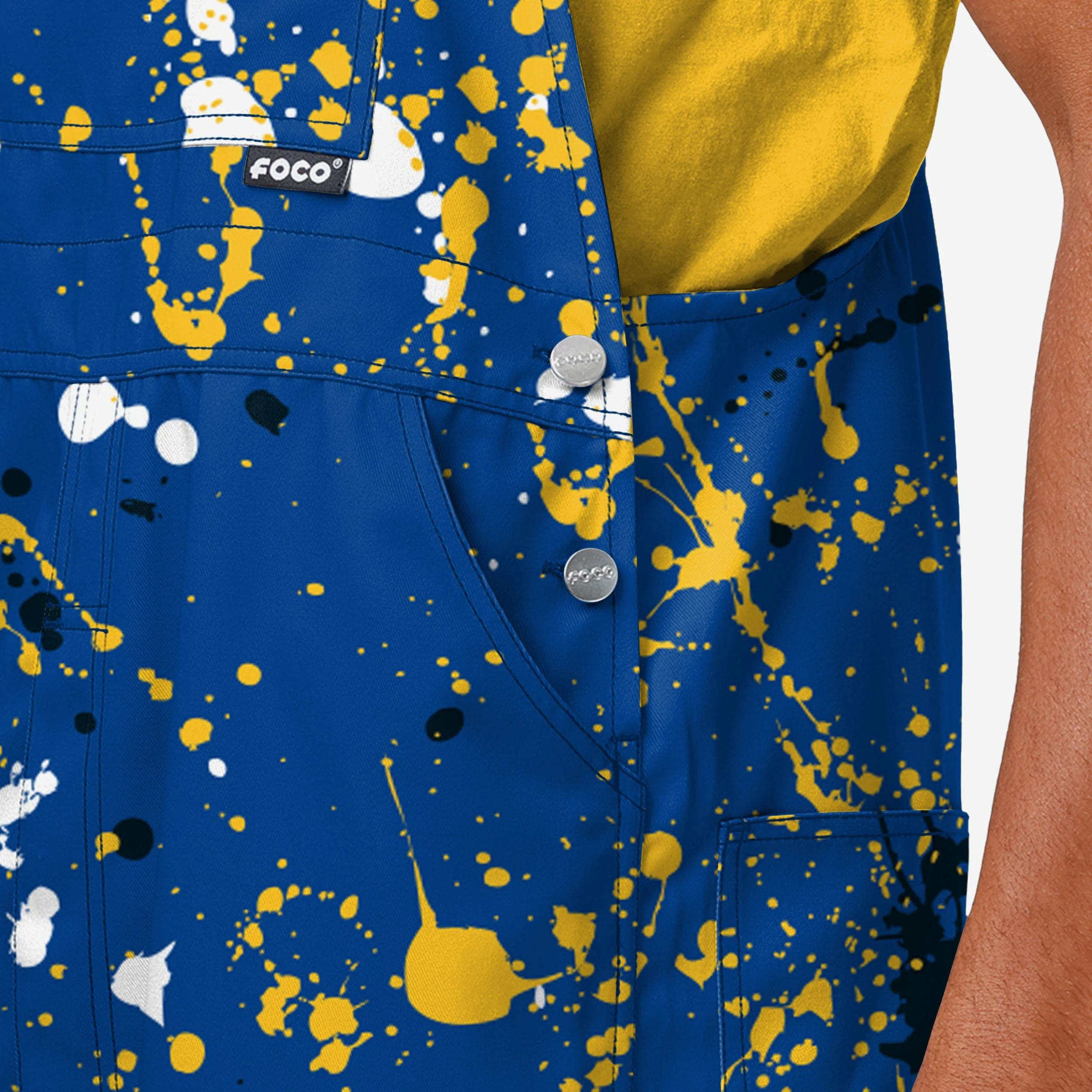 Golden State Warriors Mens Paint Splatter Bib Overalls - Image 4