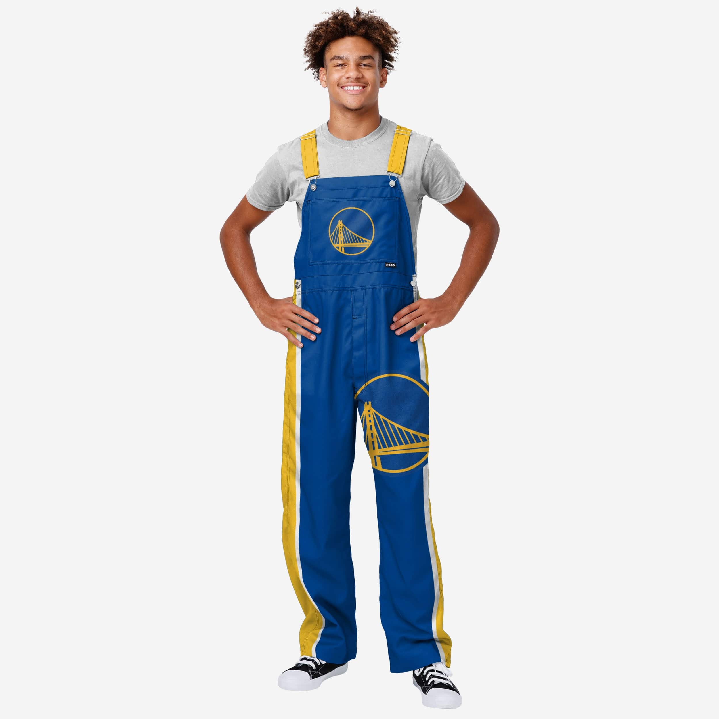 Golden State Warriors Mens Team Stripe Bib Overalls