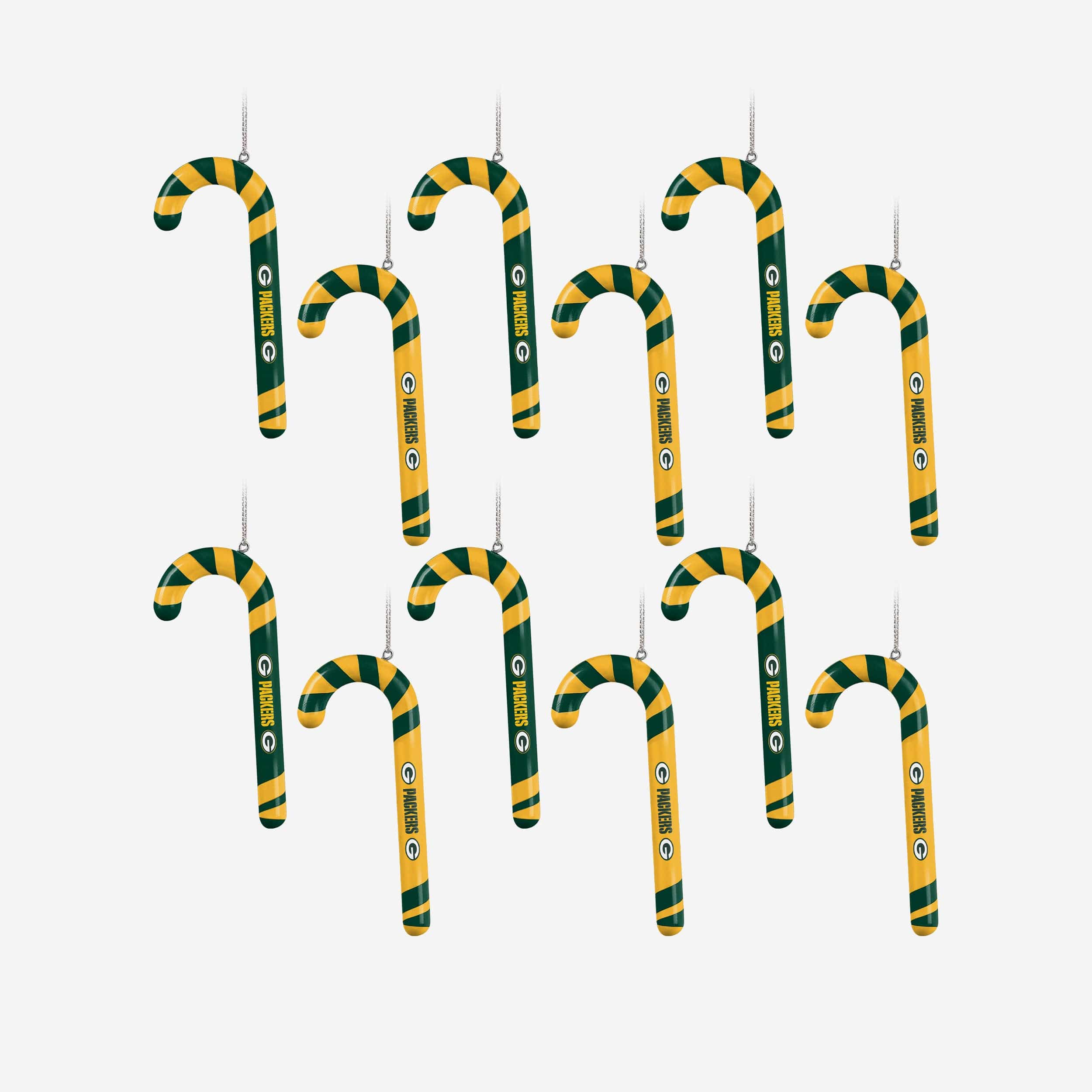 Green Bay Packers 12 Pack Candy Cane Ornament Set
