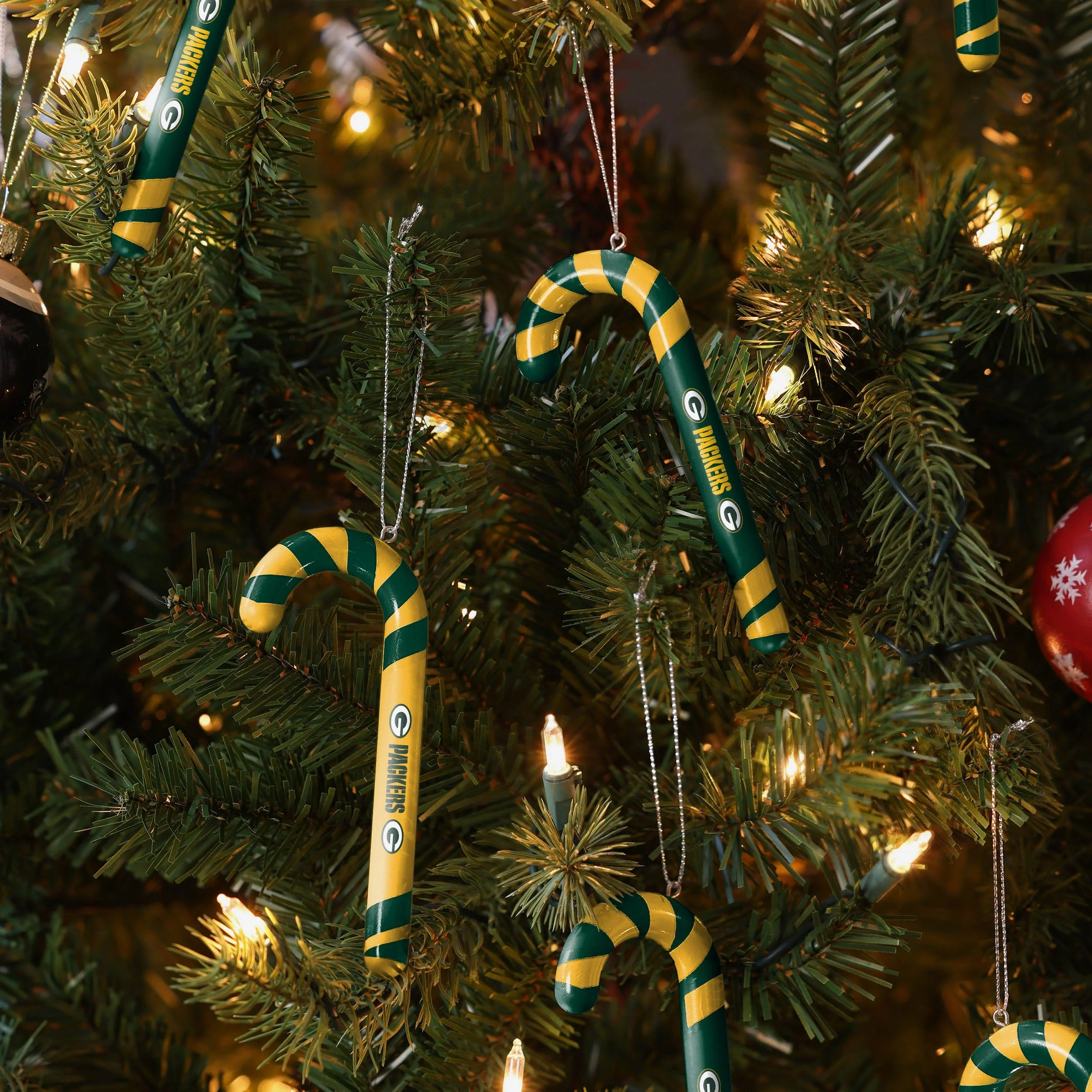 Green Bay Packers 12 Pack Candy Cane Ornament Set - Image 3