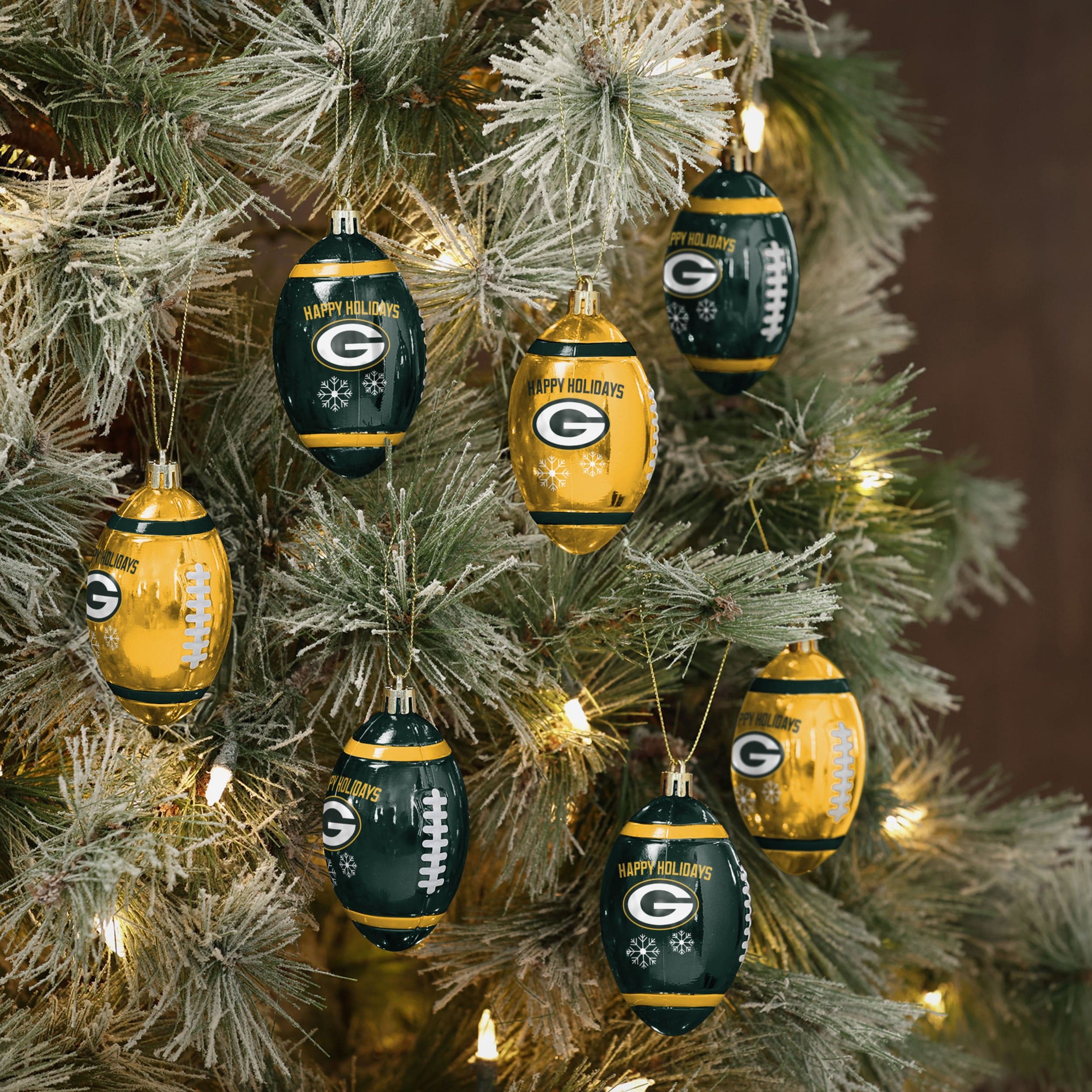 Green Bay Packers 12 Pack Football Ornament Set - Image 2