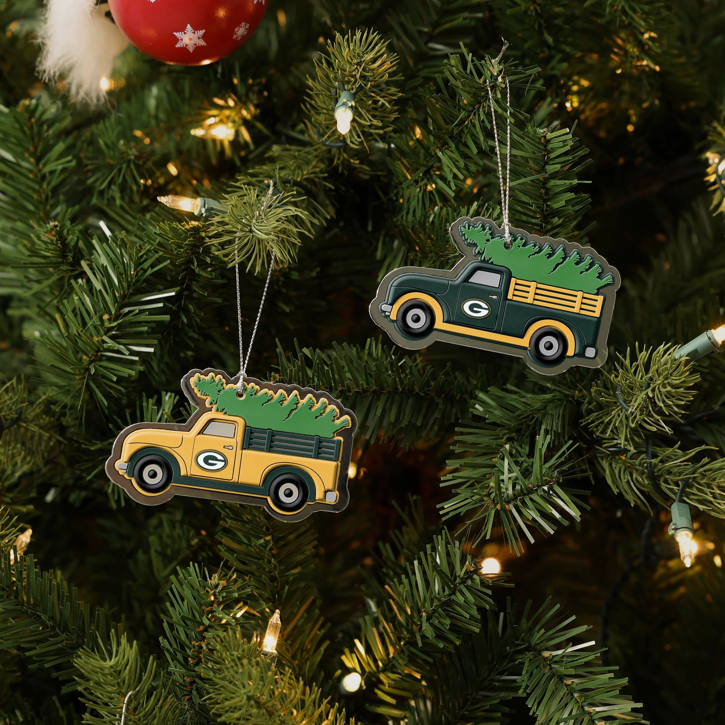 Green Bay Packers 2 Pack Flat Metal Truck Ornaments - Image 2
