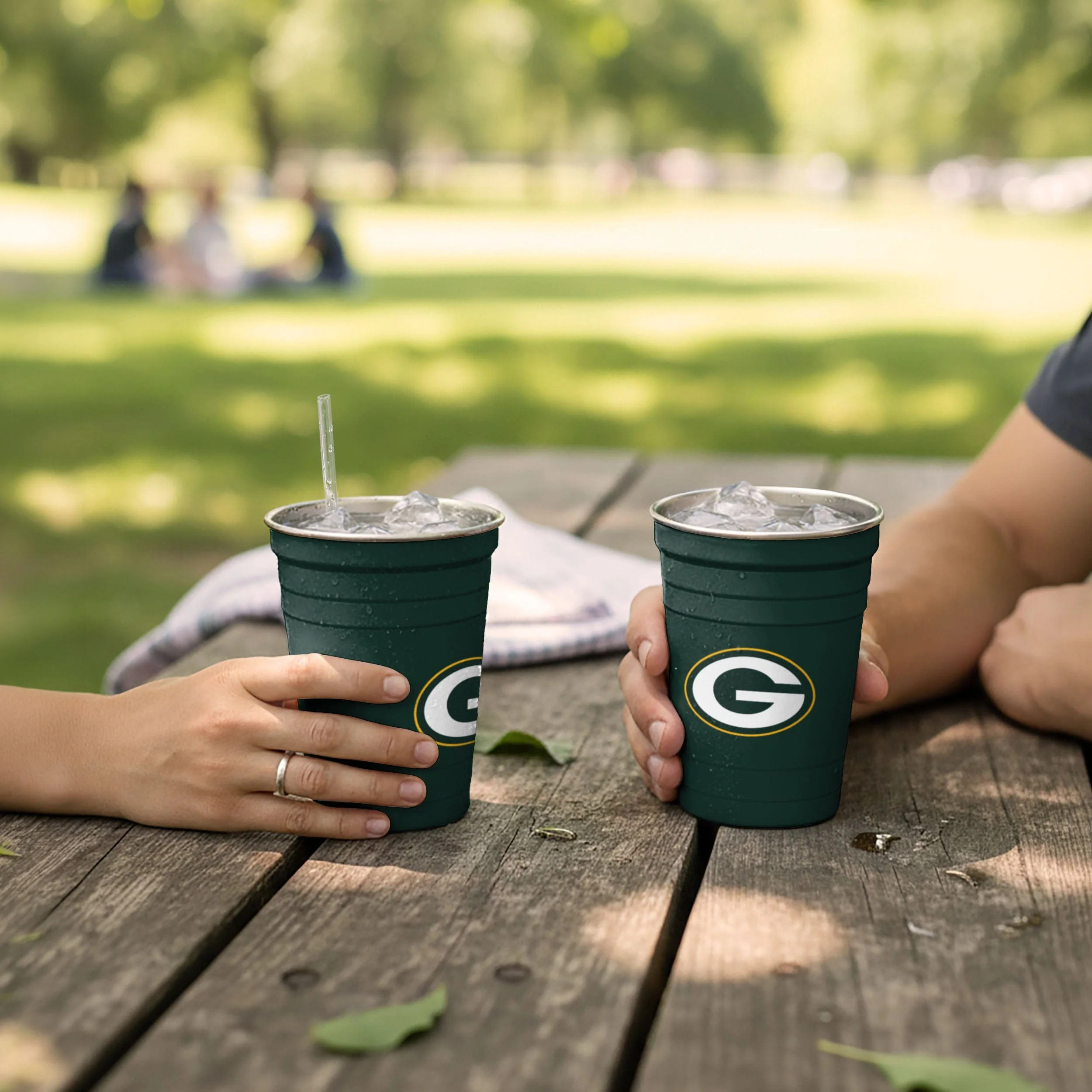 Green Bay Packers 2 Pack Reusable Stainless Steel 16 oz Tumbler Cup - Image 3