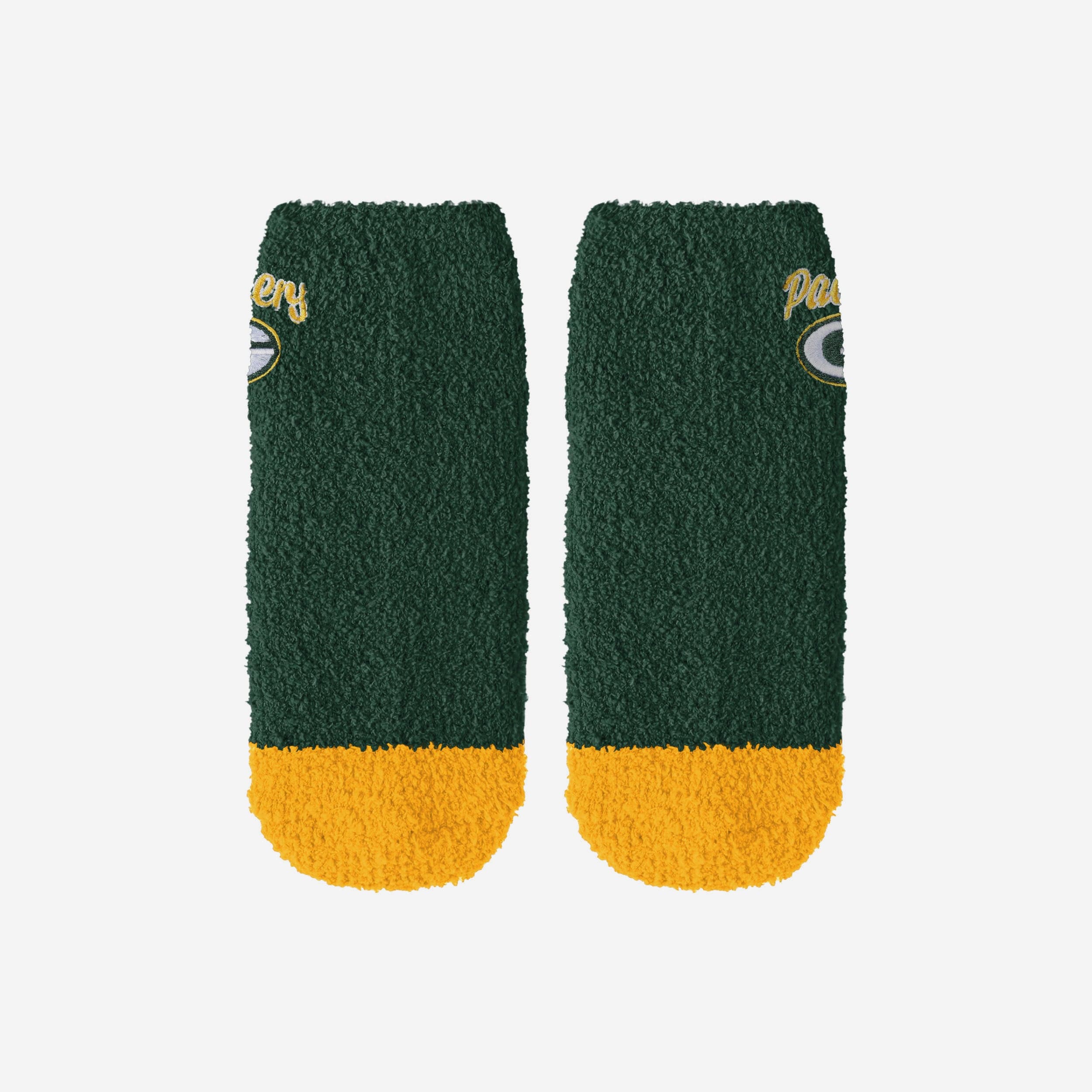 Green Bay Packers 2 Pack Womens Script Logo Fuzzy Ankle Socks - Image 4
