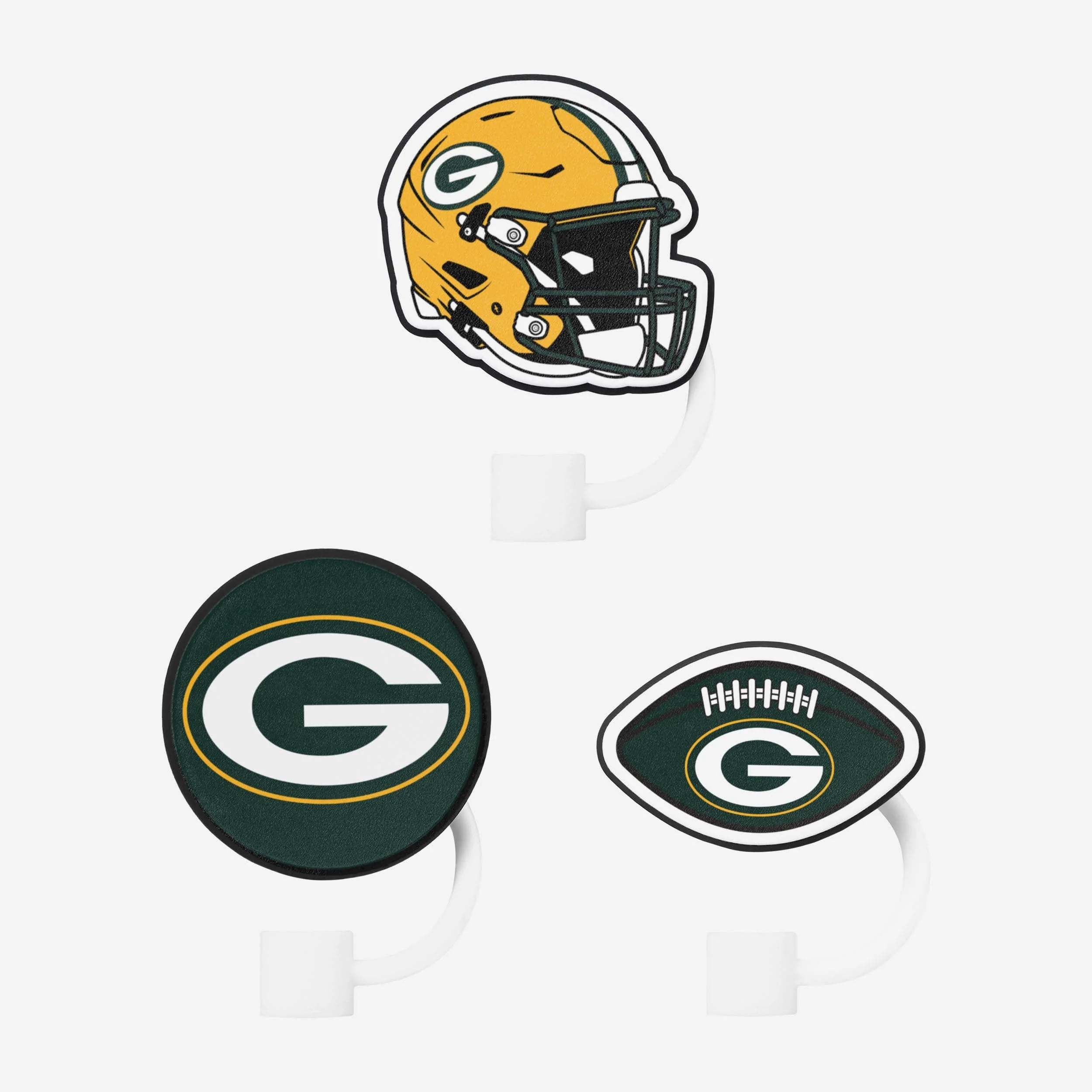 Green Bay Packers 3 Pack Primary Logo Straw Toppers