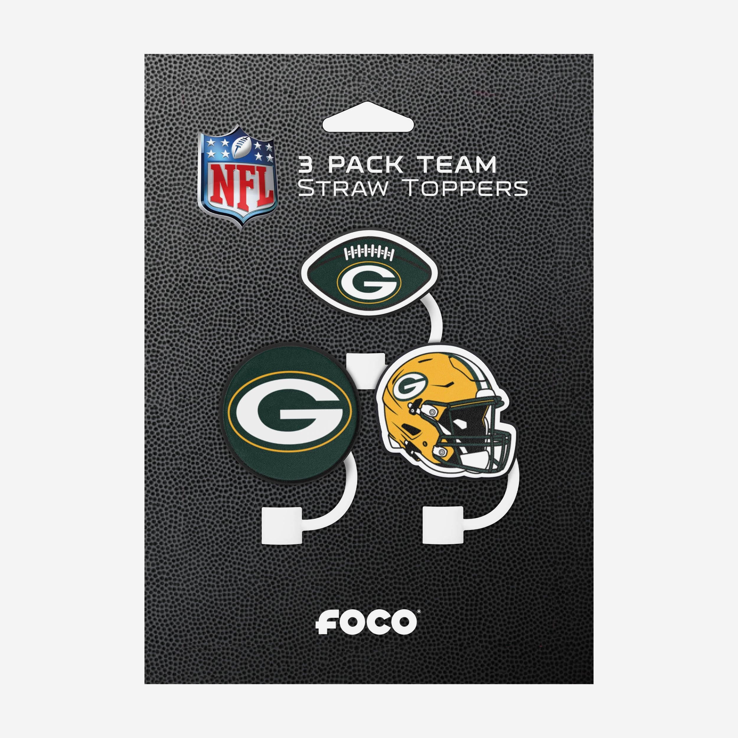 Green Bay Packers 3 Pack Primary Logo Straw Toppers - Image 6