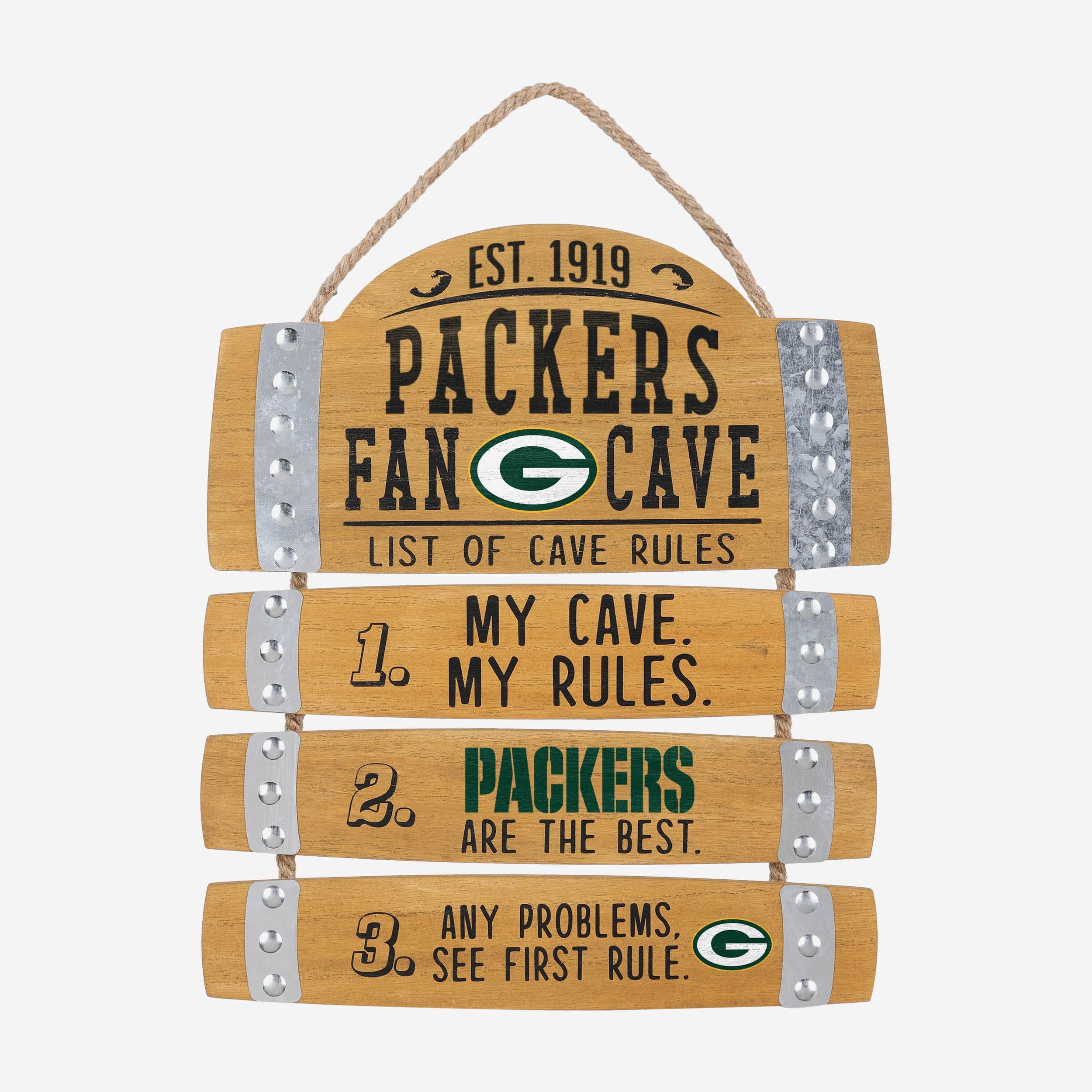 Green Bay Packers Barrel Slat Mancave Sign