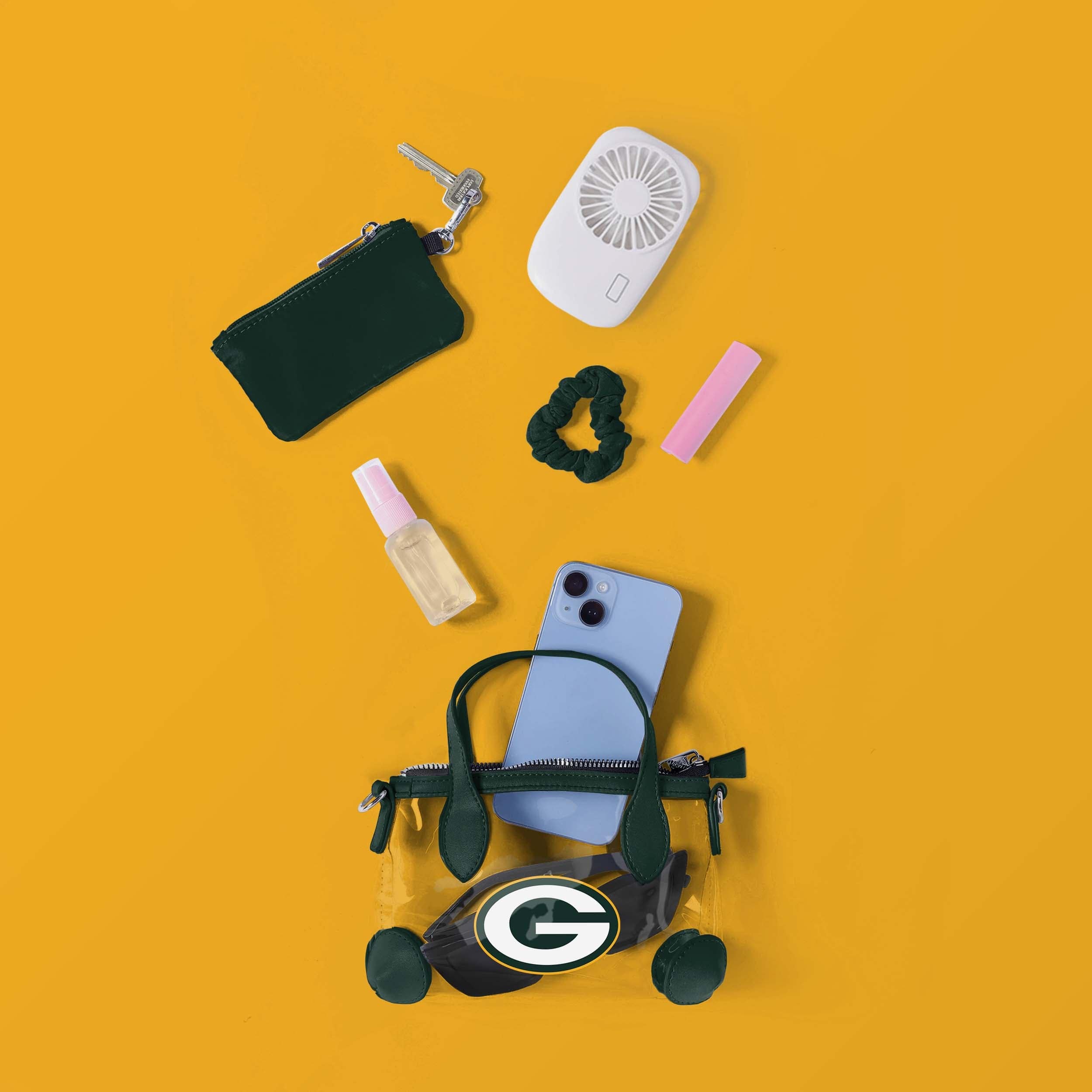 Green Bay Packers Big Logo Clear Crossbody Mini Purse - Image 5