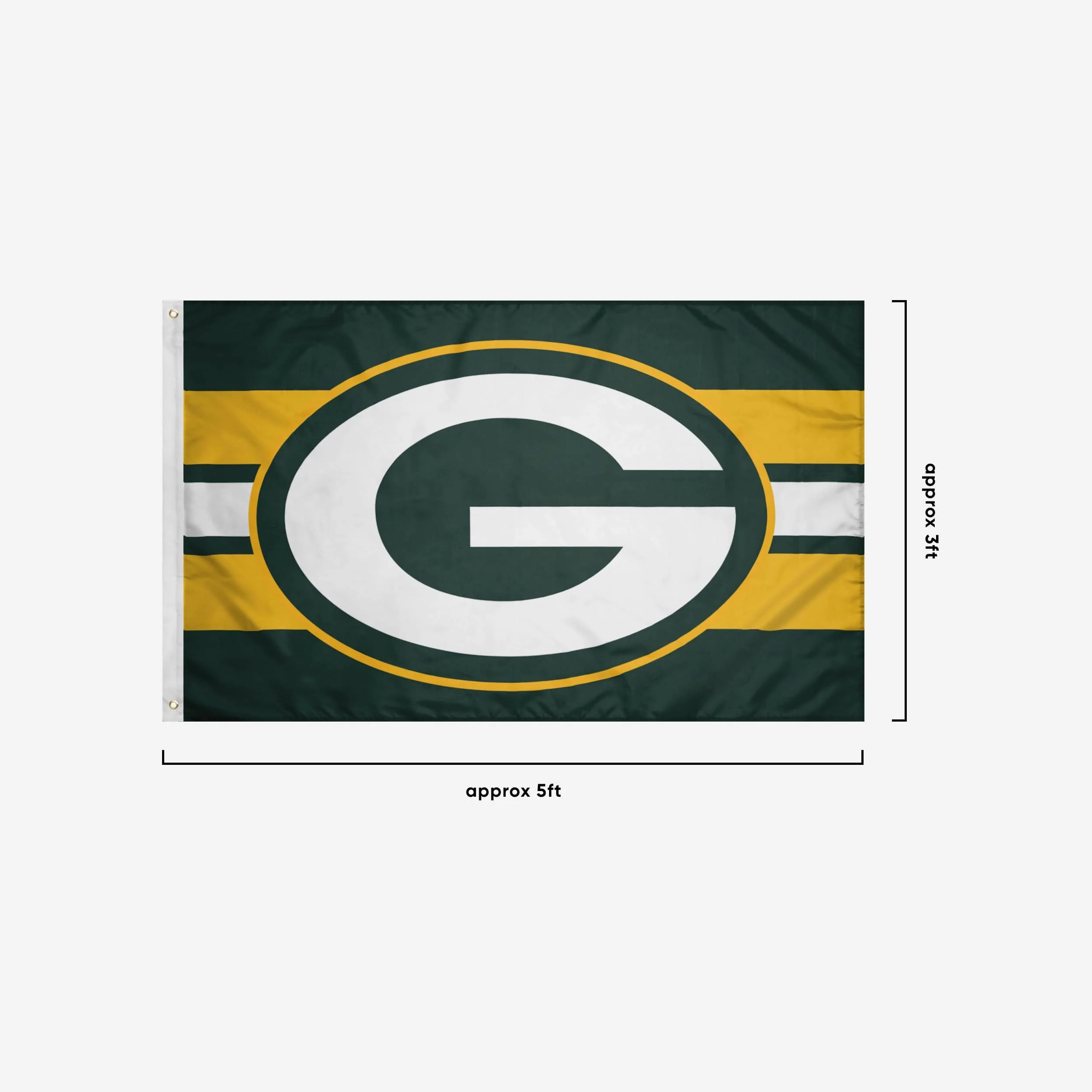 Green Bay Packers Big Logo Team Stripe Horizontal Flag - Image 3