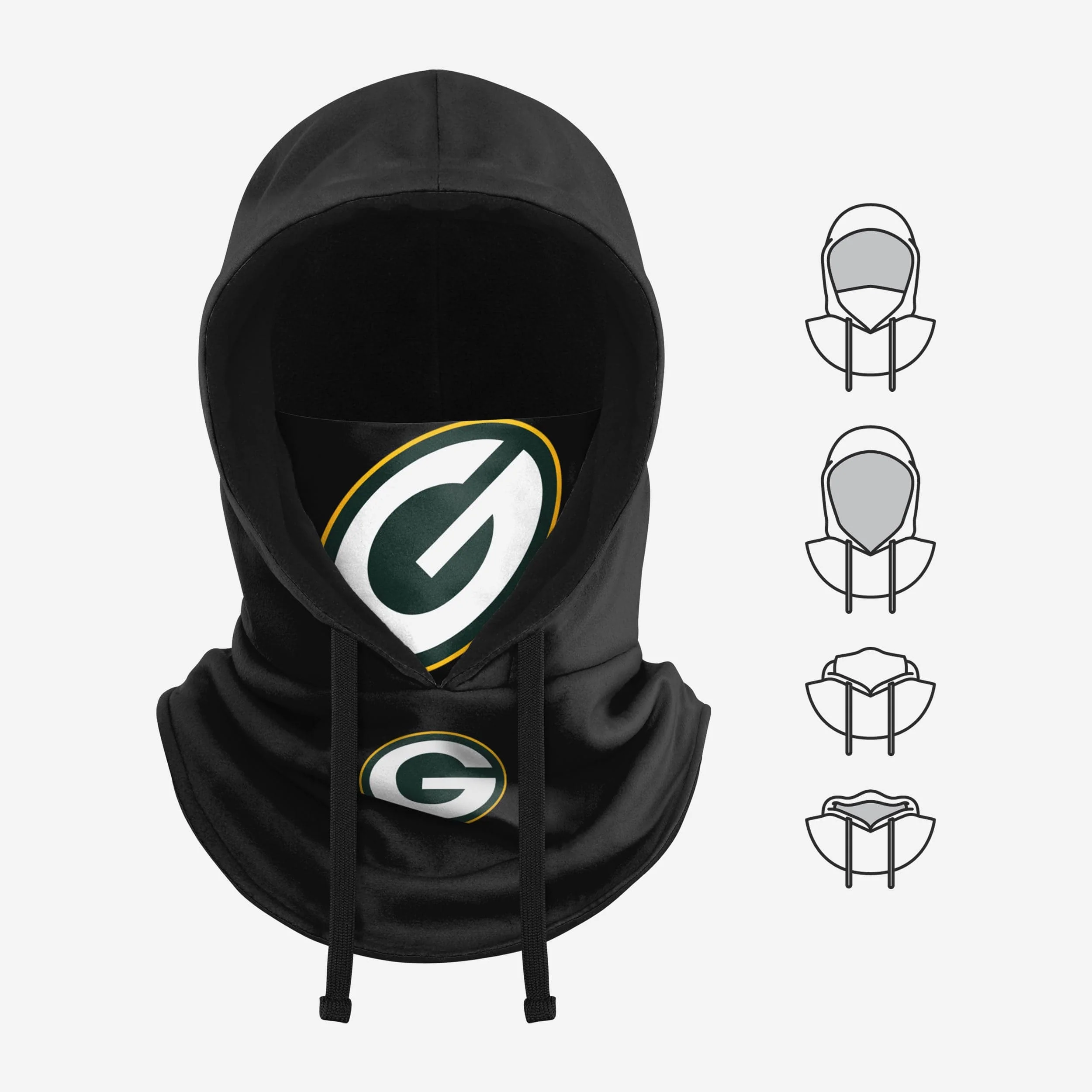 Green Bay Packers Black Drawstring Hooded Gaiter - Image 5