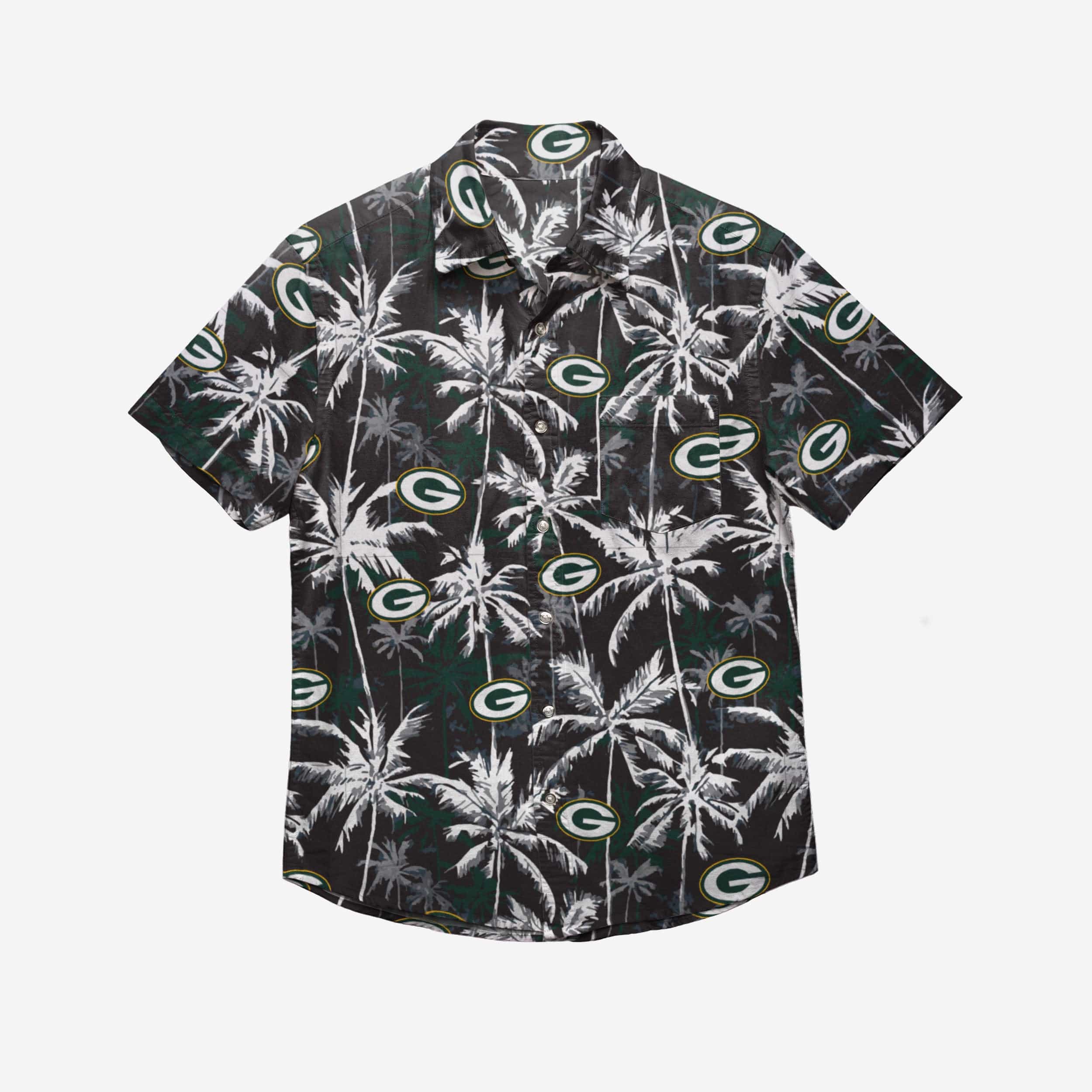 Green Bay Packers Black Floral Button Up Shirt - Image 3