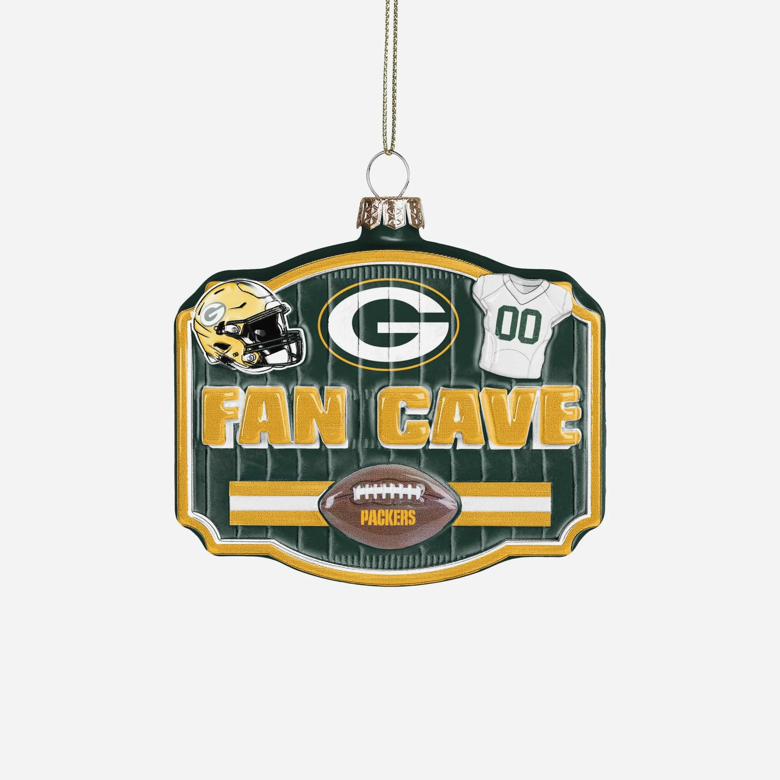 Green Bay Packers Blown Glass Fan Cave Ornament
