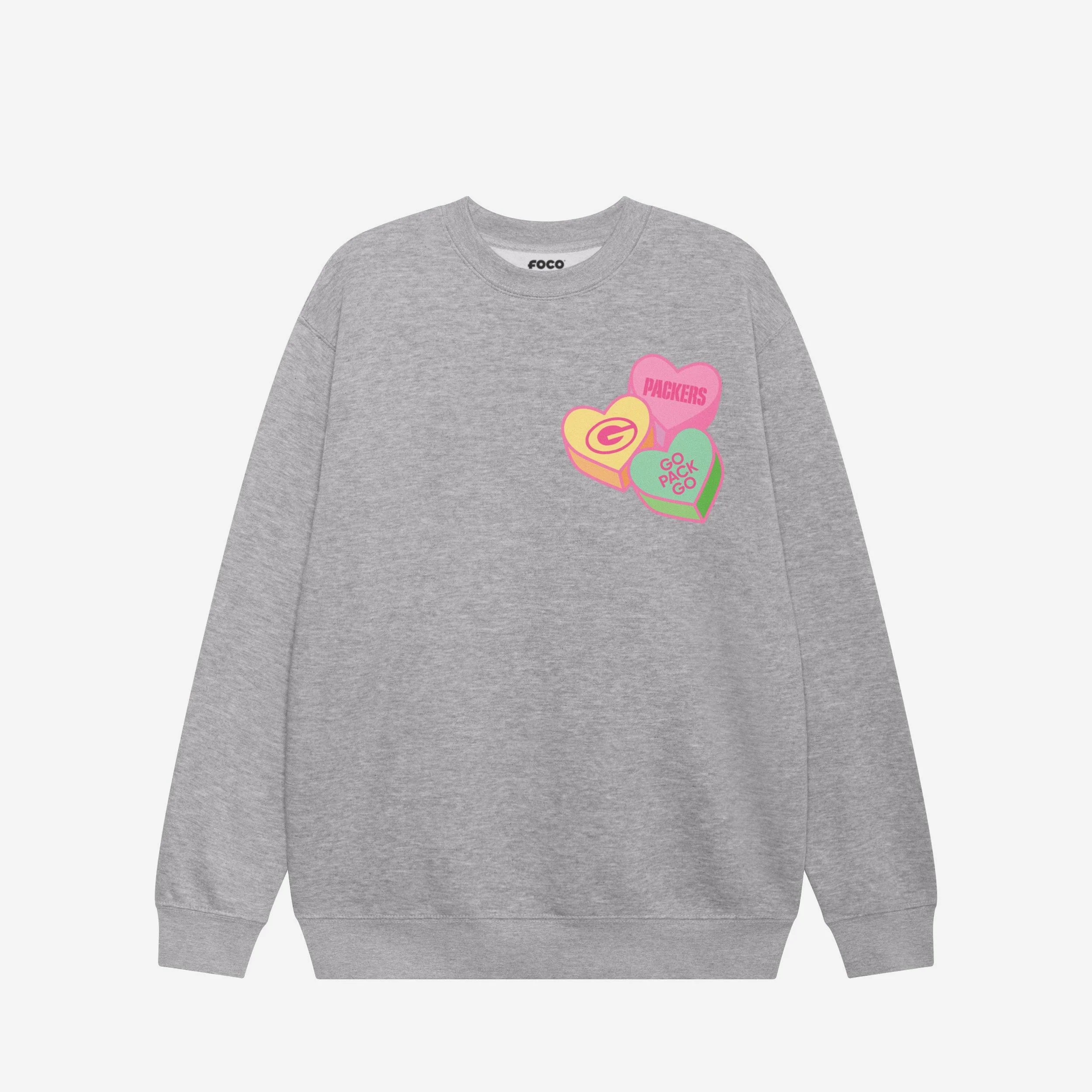 Green Bay Packers Candy Heart Crew Neck Sweatshirt - Image 3