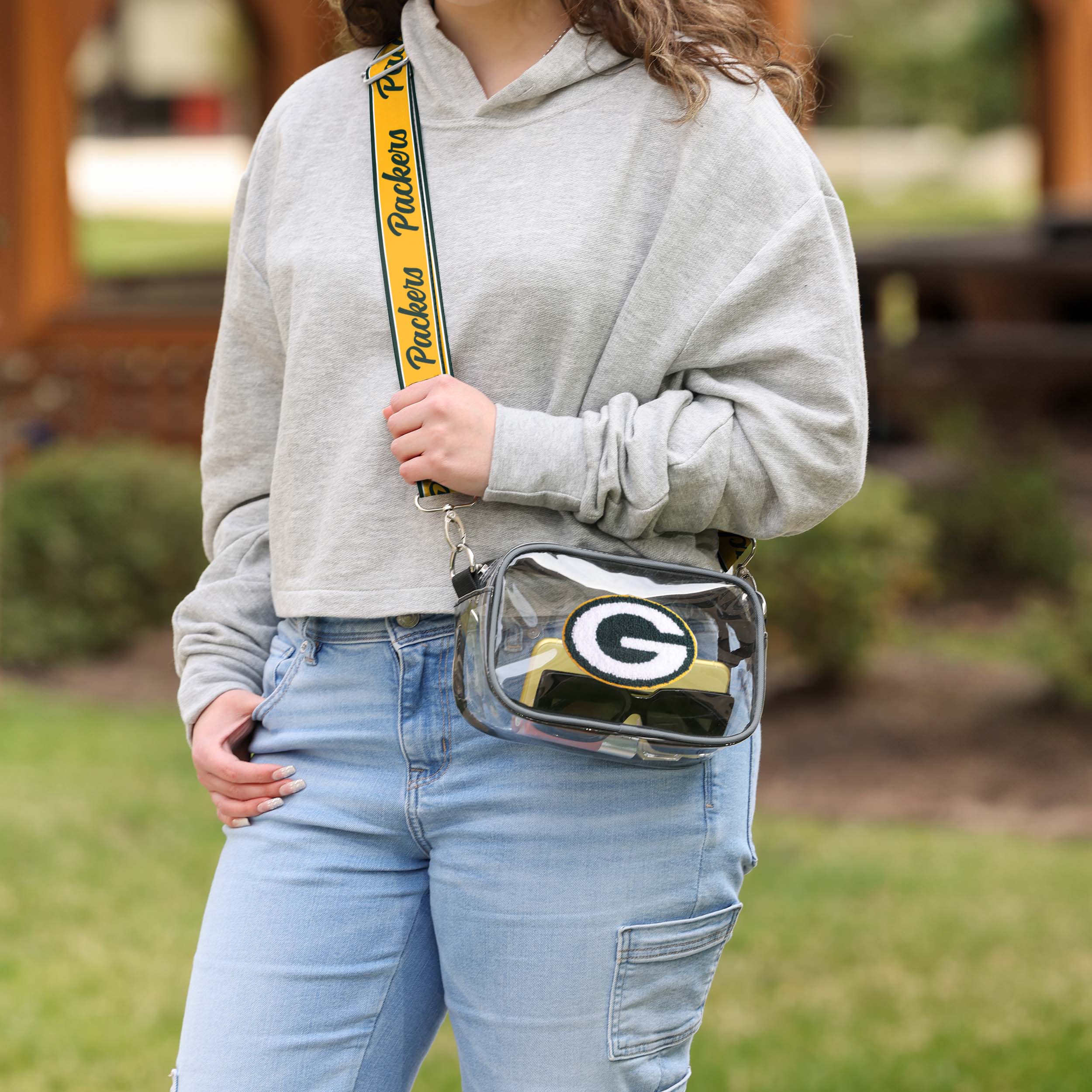 Green Bay Packers Chenille Logo Clear Crossbody Bag - Image 3